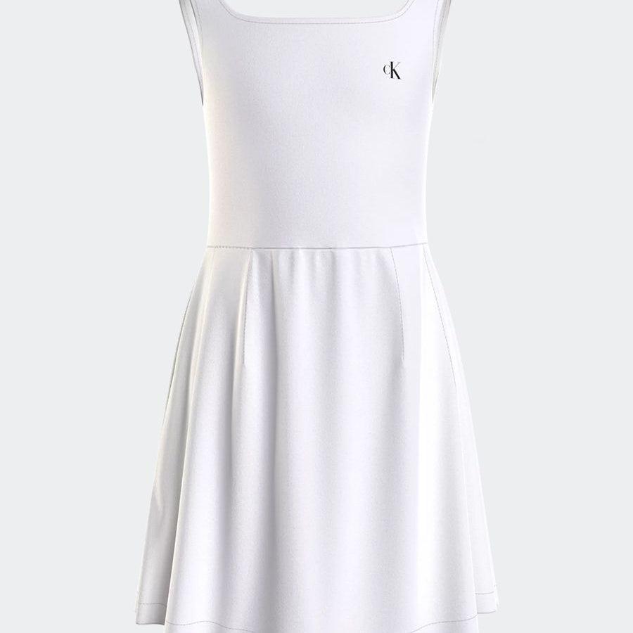 Calvin Klein Kids Solid Color Dress with Embroidery