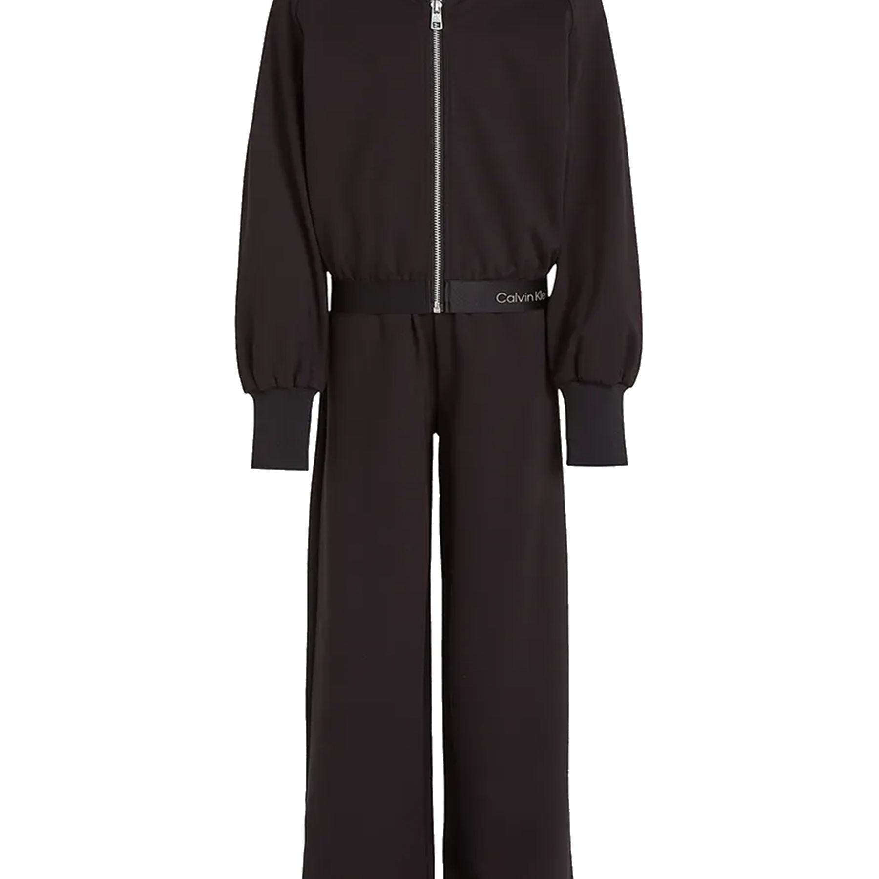 Sportswear set consisting of a sweatshirt and trousers in Milanese stitch with logo tape