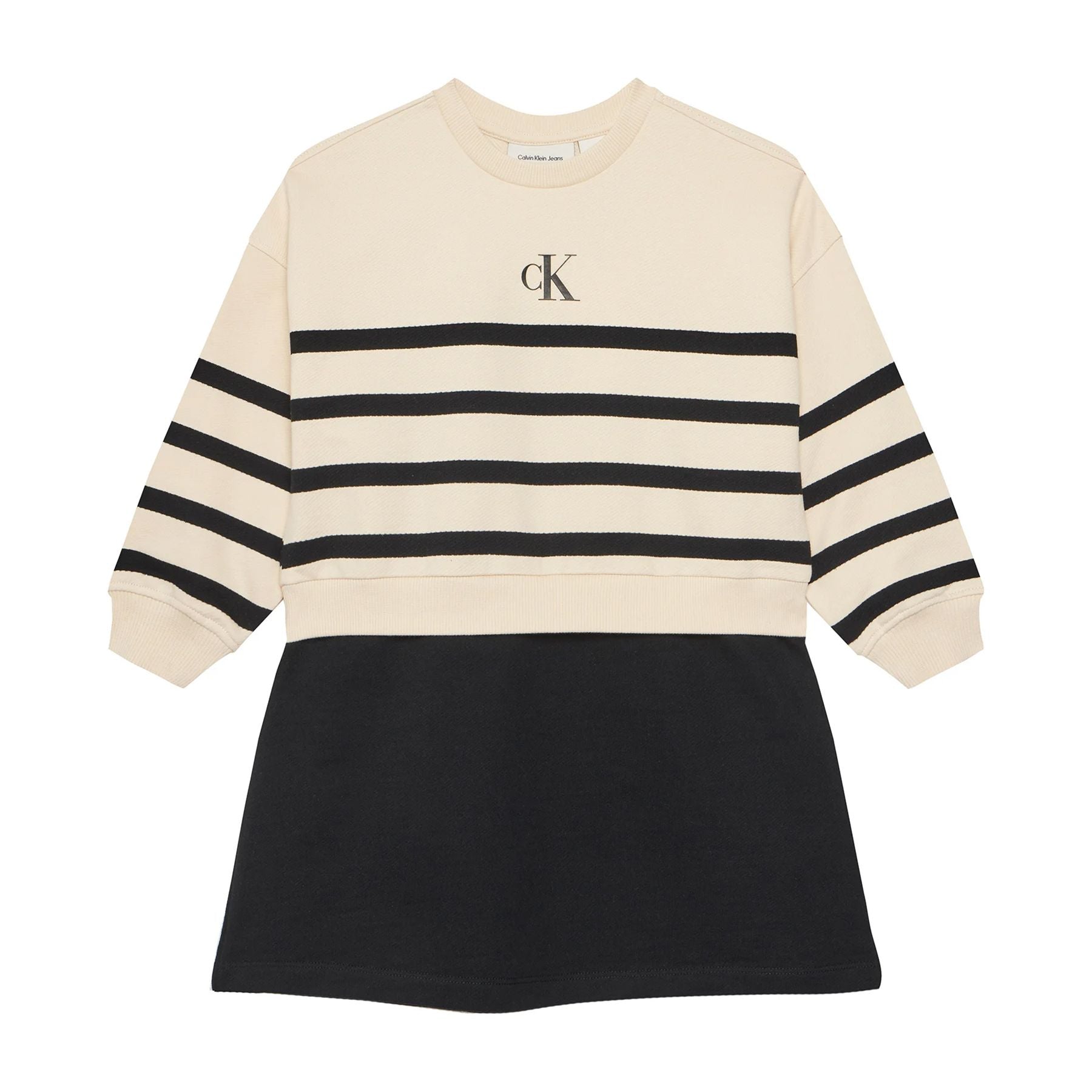Calvin Klein Kids Comfortable Crew Neck Dress in Patterned Fleece
