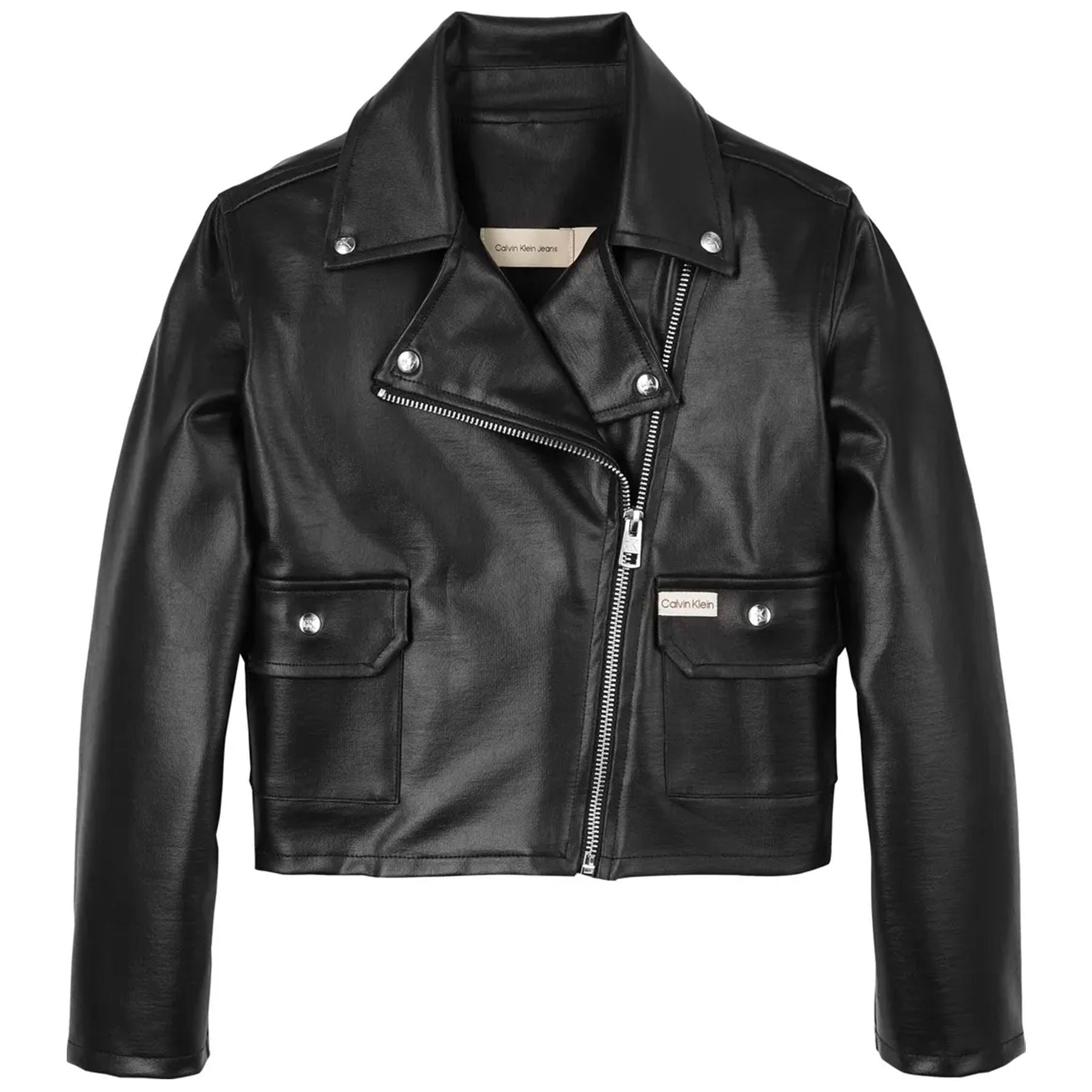 Calvin Klein Kids Black Faux Leather Biker Jacket