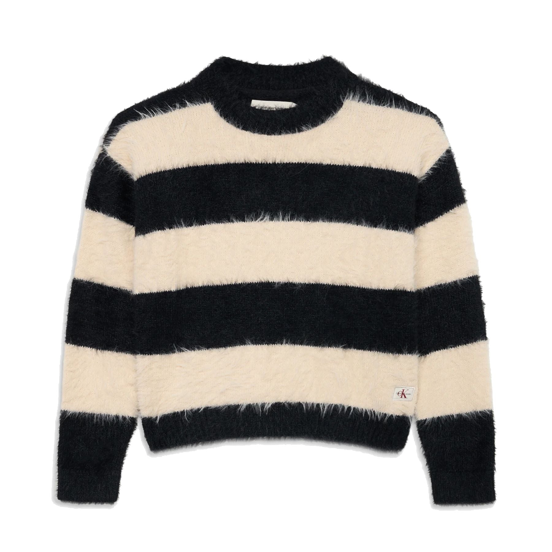 Calvin Klein Kids CK Striped Teddy Bear Sweater in Black and White