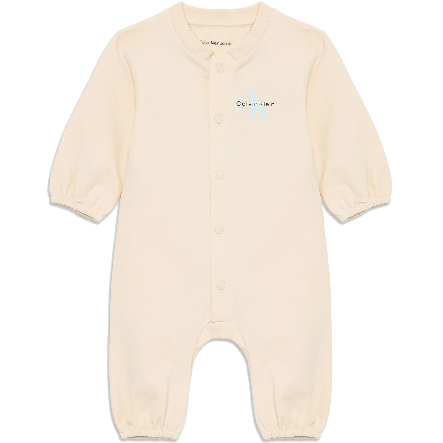 Calvin Klein Kids Striped Embroidered Romper with Front Opening