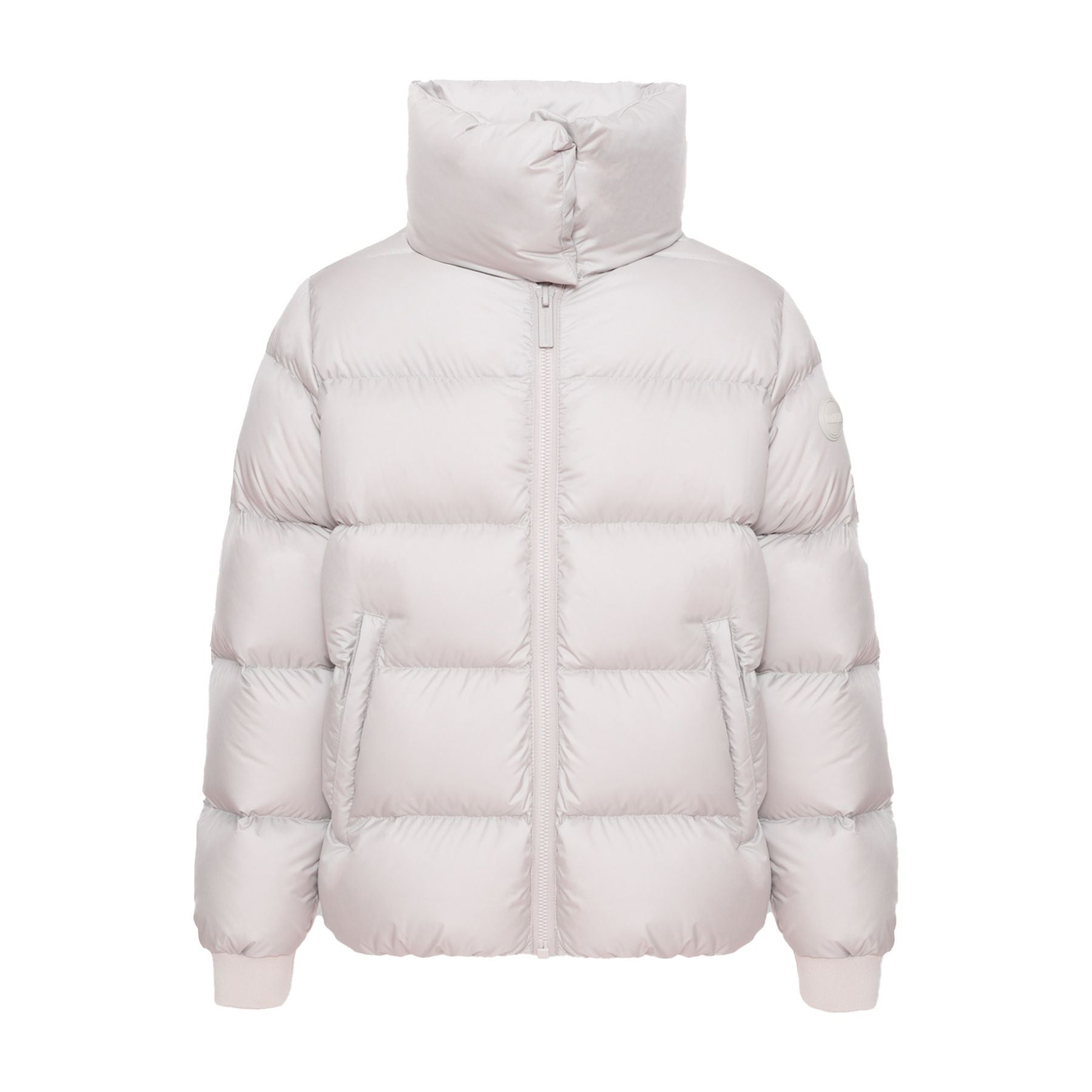 Colmar High Neck Down Jacket in Opaque Fabric with a Peach Hand Effect and Hemp