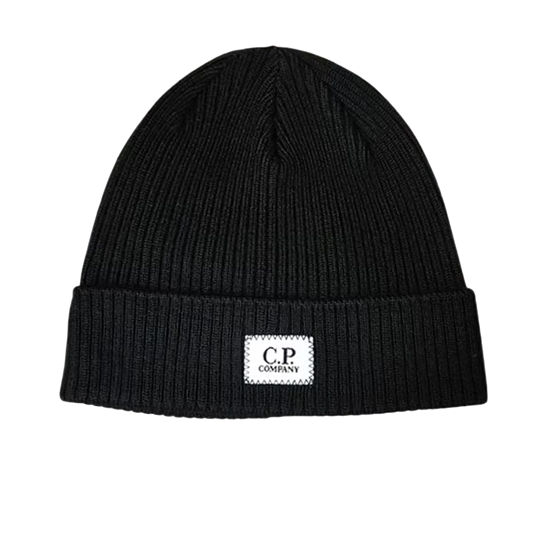 Cp company Black Ribbed Wool Knit Hat