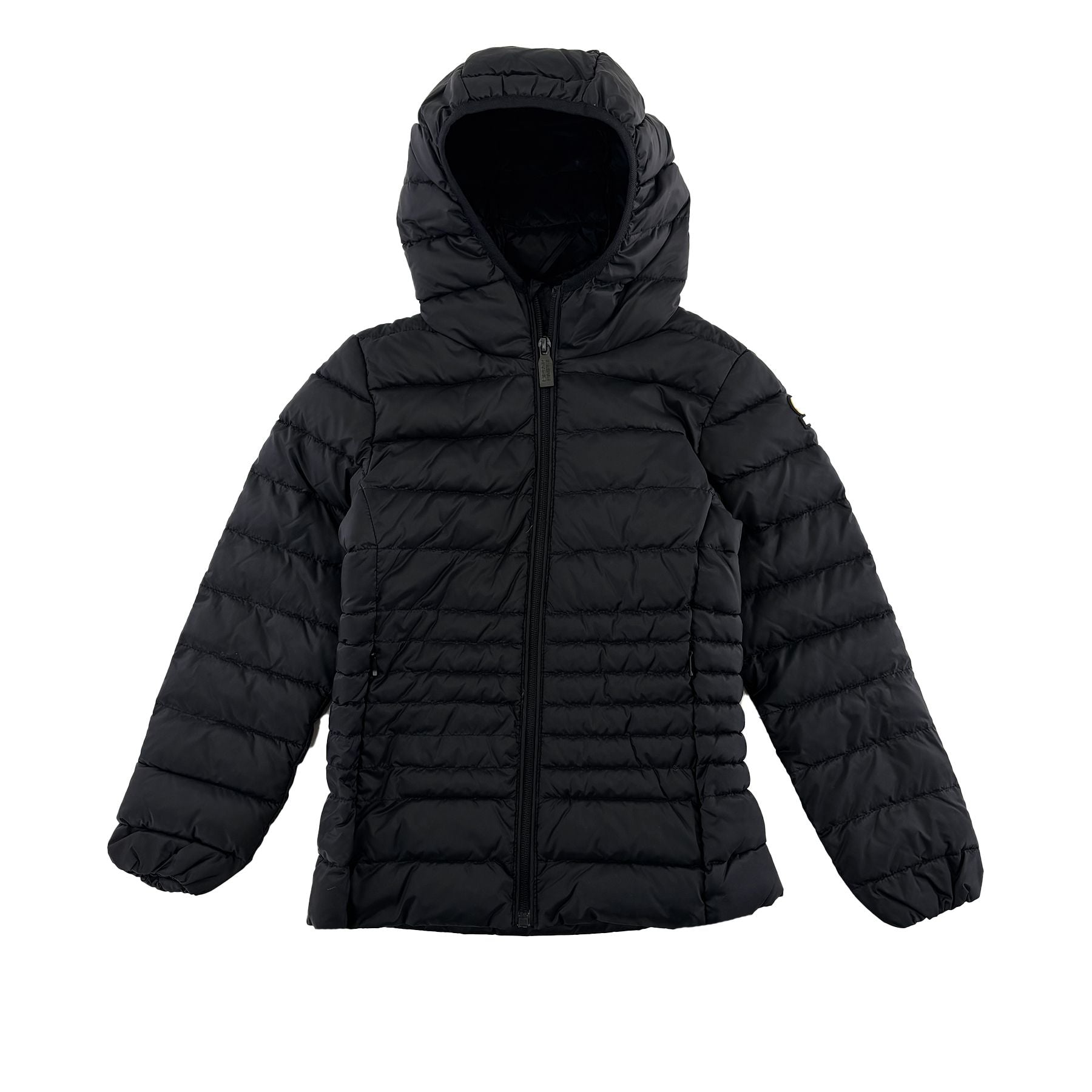 Ciesse Piumini Black Quilted Full-Zip Short Down Jacket with Hood