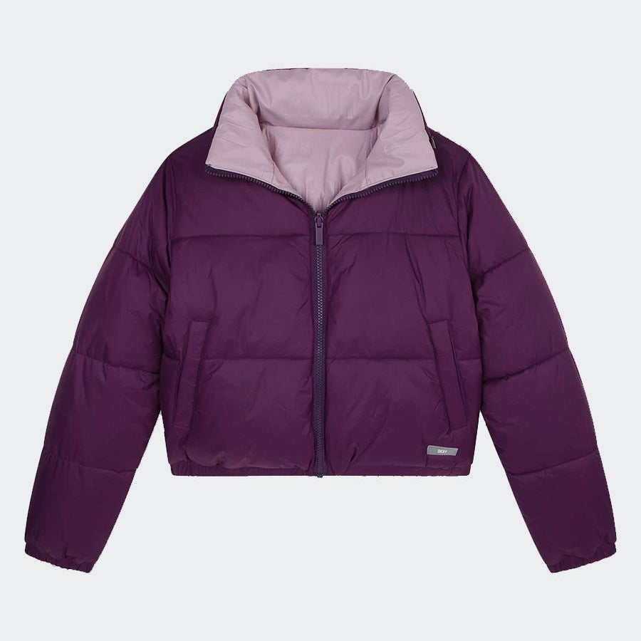 Reversible cropped down jacket in solid color