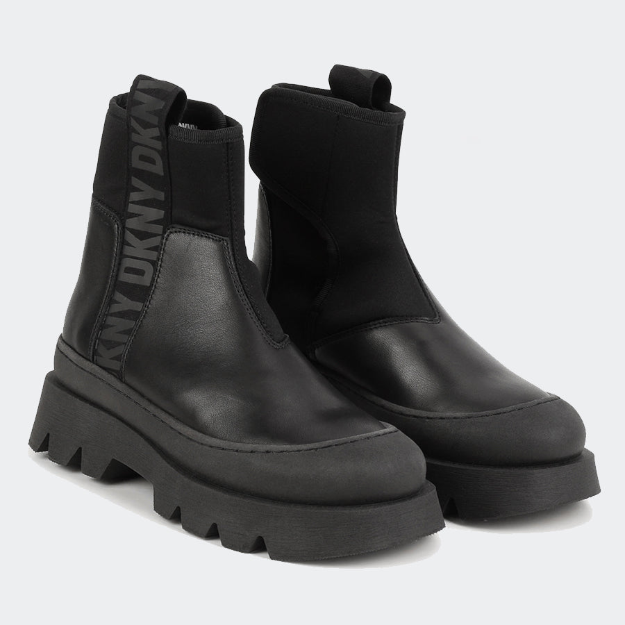 Dkny Leather Boots with Velcro Opening
