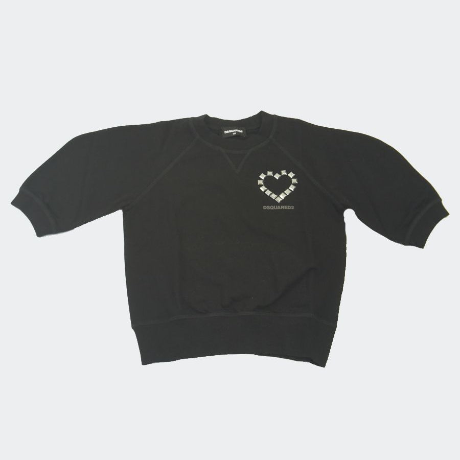 Dsquared2 Crewneck Sweatshirt with Heart Studs and 3/4 Sleeve