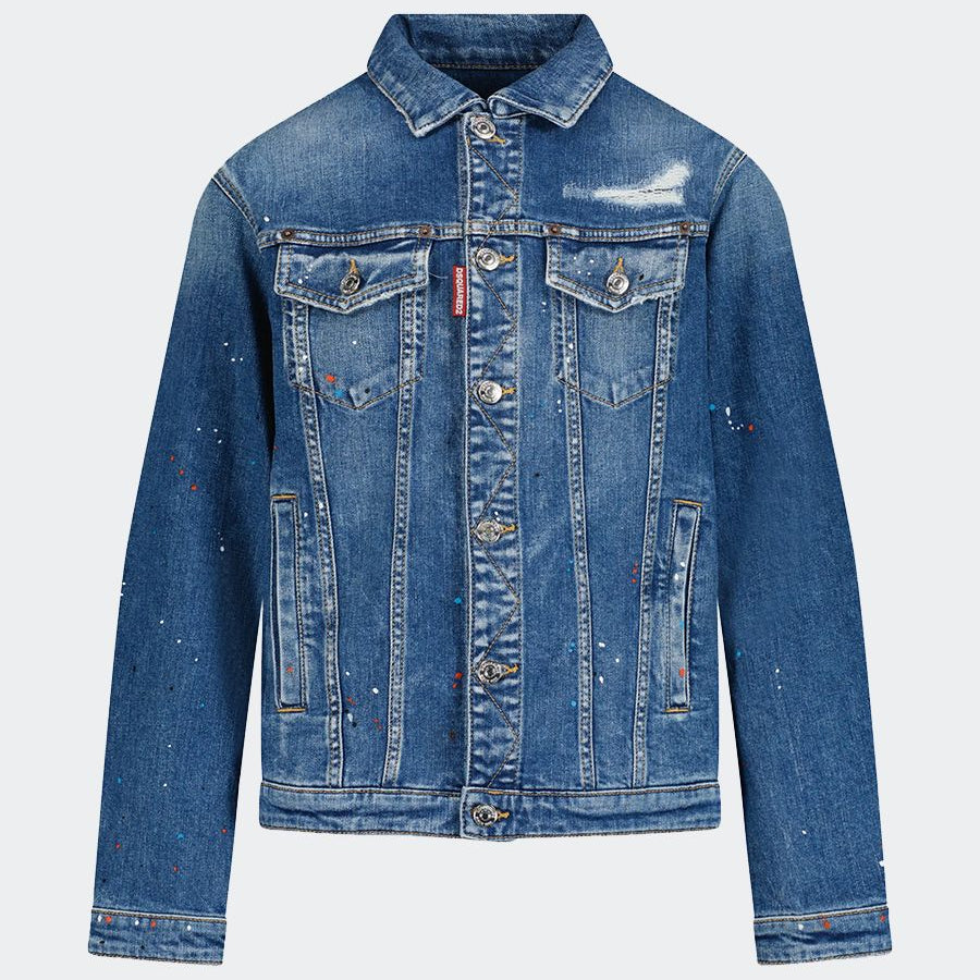 Dsquared2 Kids Denim Jacket with Patent Detail