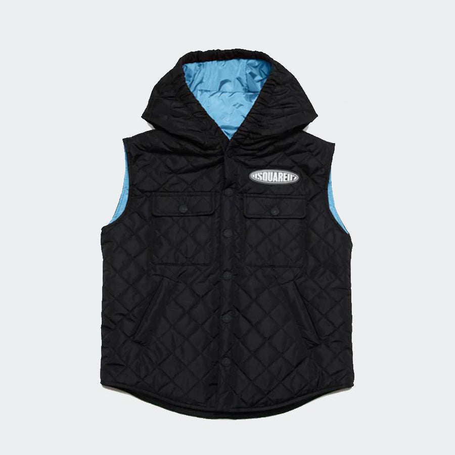 Dsquared2 Hooded Vest with Logo Patch
