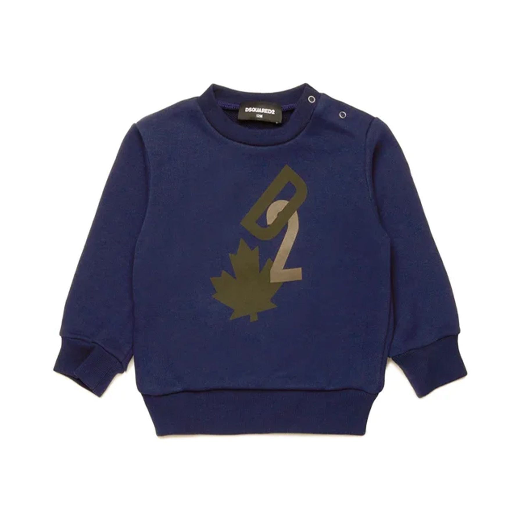 Dsquared2 Crew Neck Sweatshirt Solid Color Blue
