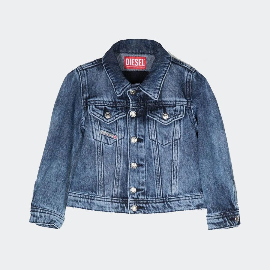 Diesel Denim Jacket with a Distressed and Lightened Look