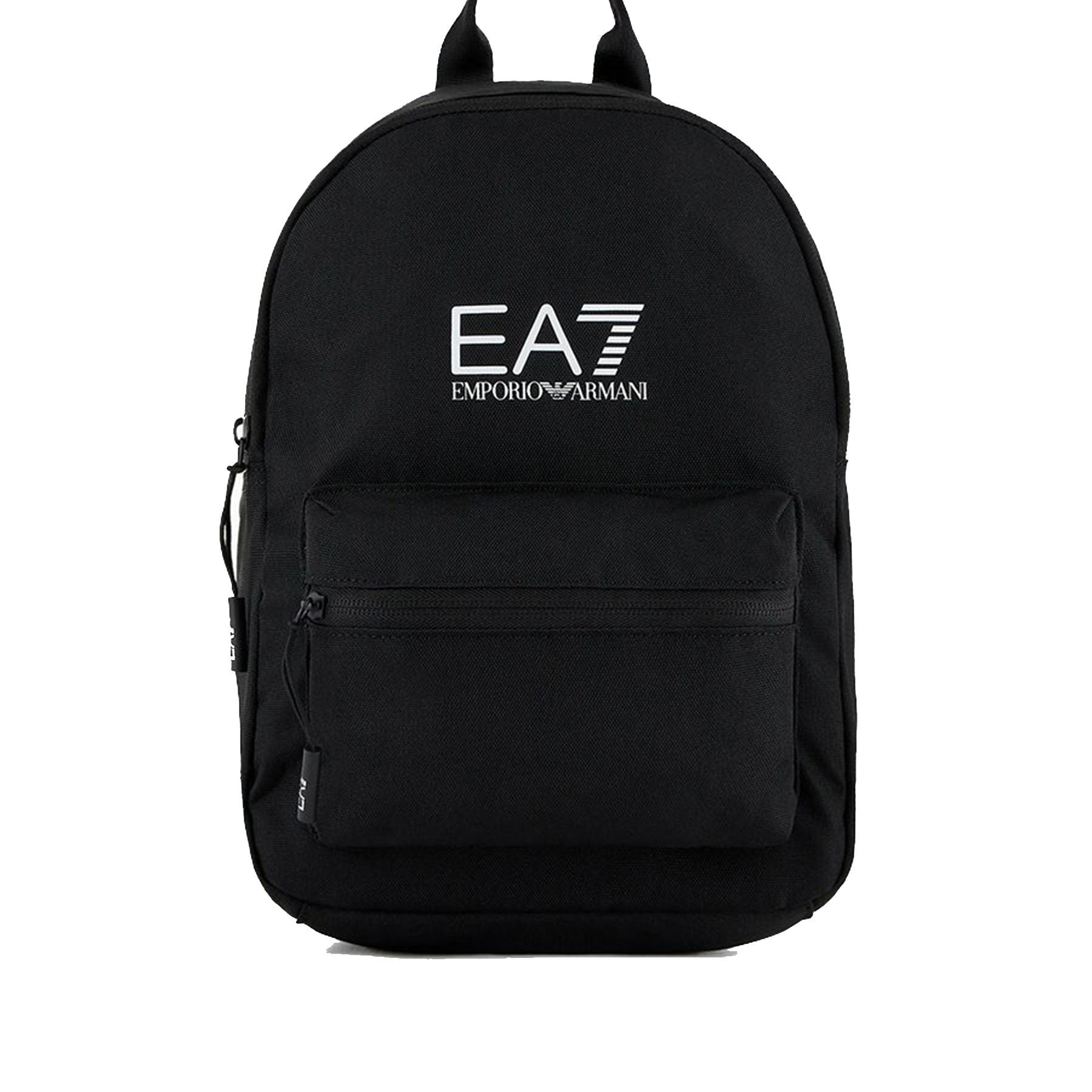 Ea7 Armani Black Backpack with White Contrasting Logo