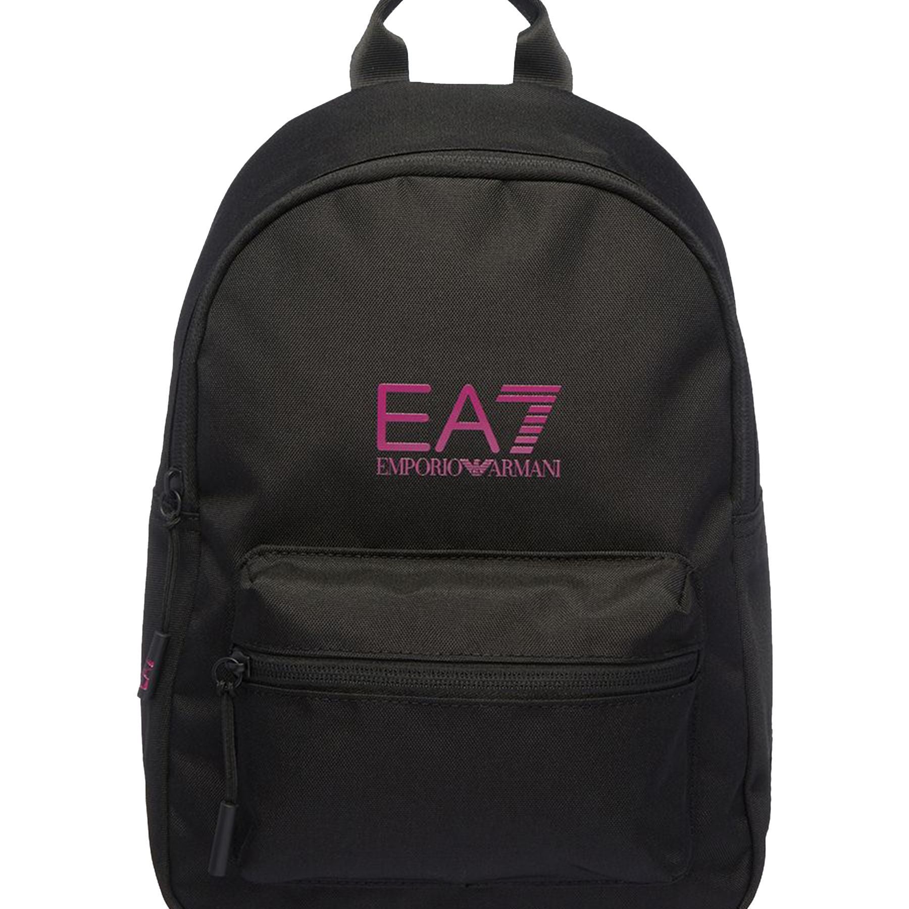 Ea7 Armani Black Backpack with Contrasting Pink Logo