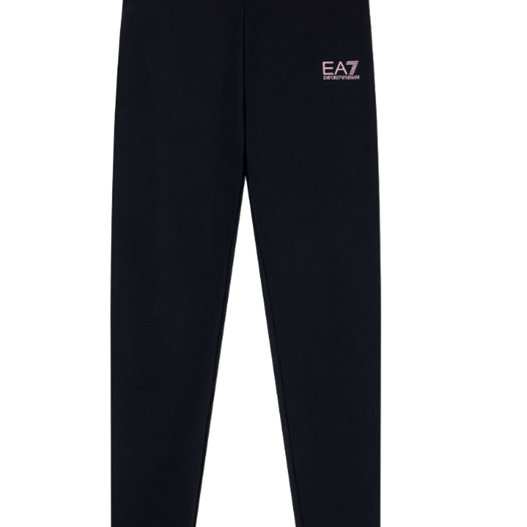 Ea7 Armani Solid Color Stretch Leggings with Contrast Color Logo Black Orchid