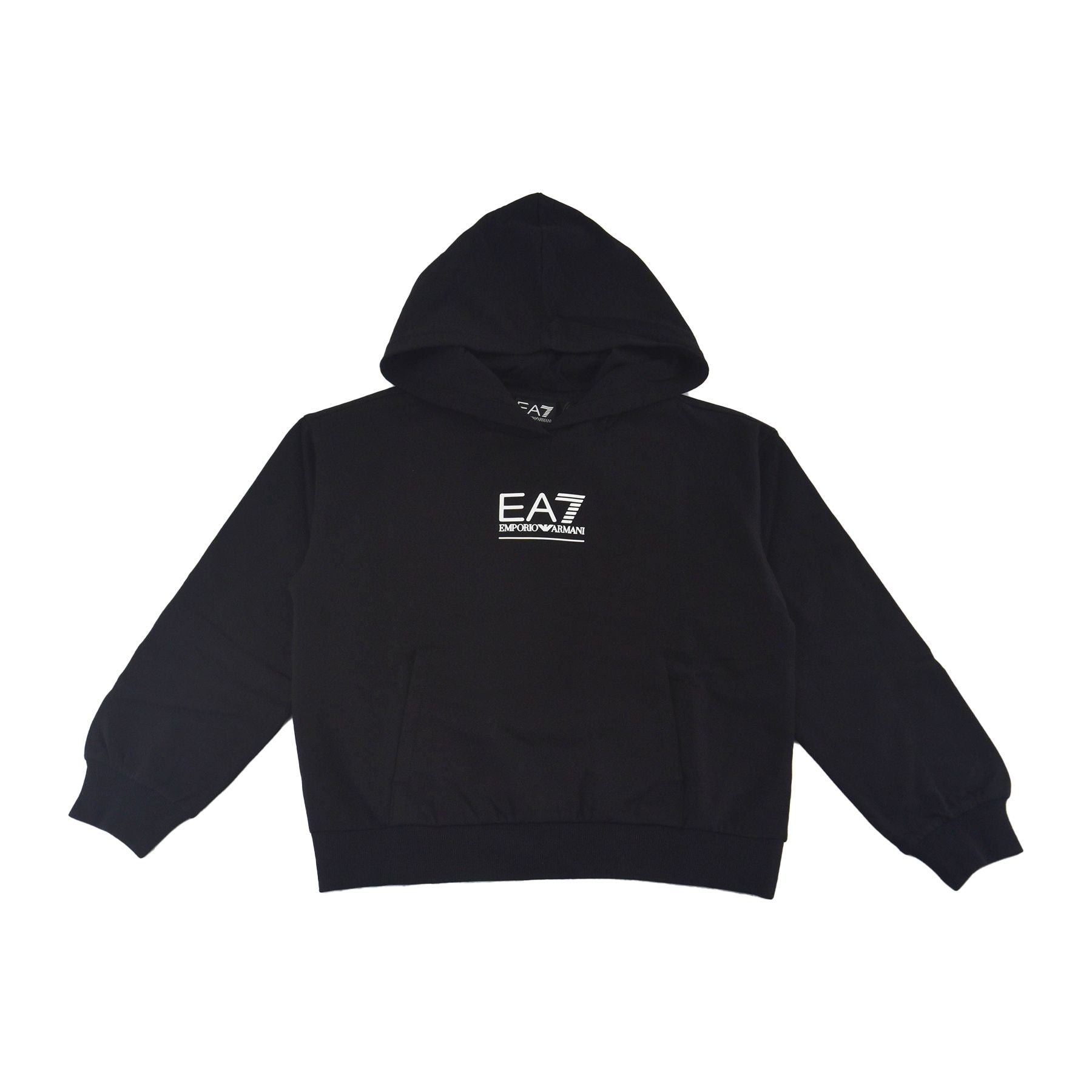 Ea7 Armani Black Closed Sweatshirt with Contrasting Logo