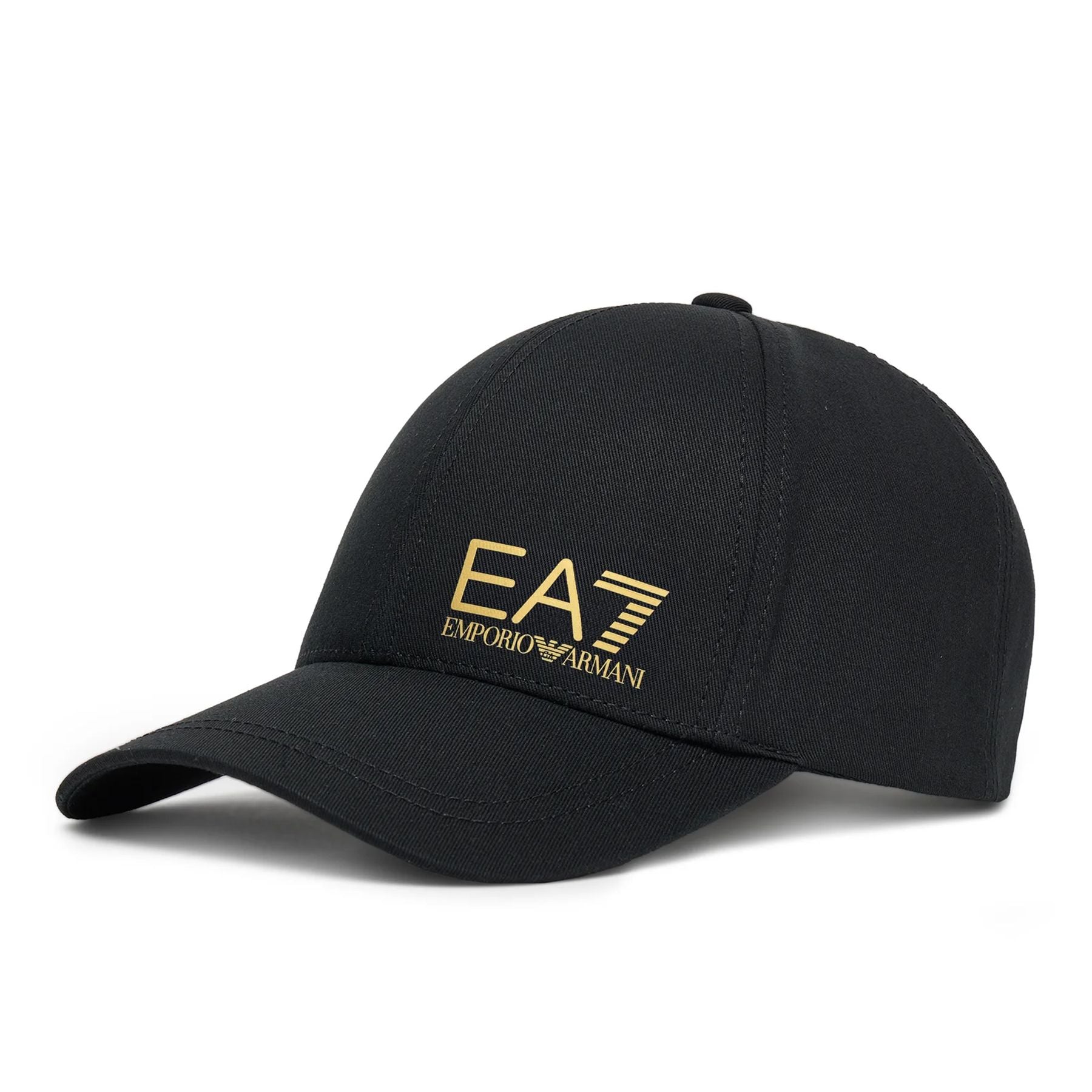Ea7 Armani Black Gold Hat with Logo Print