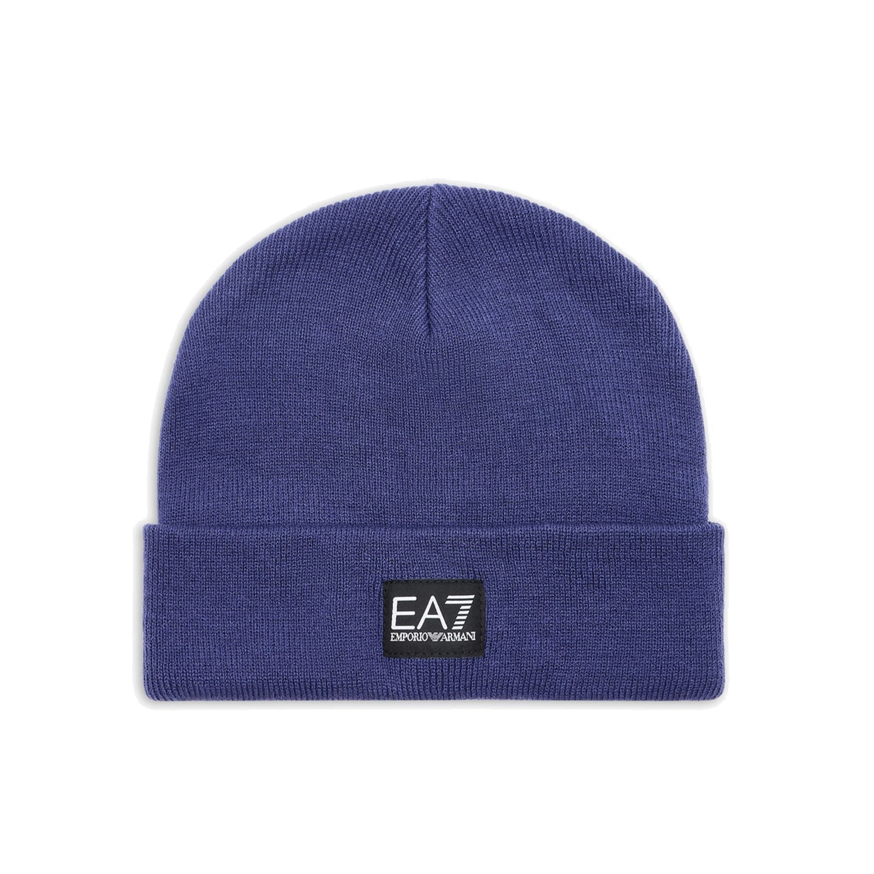 Ea7 Armani Blue Knit Cuffed Hat