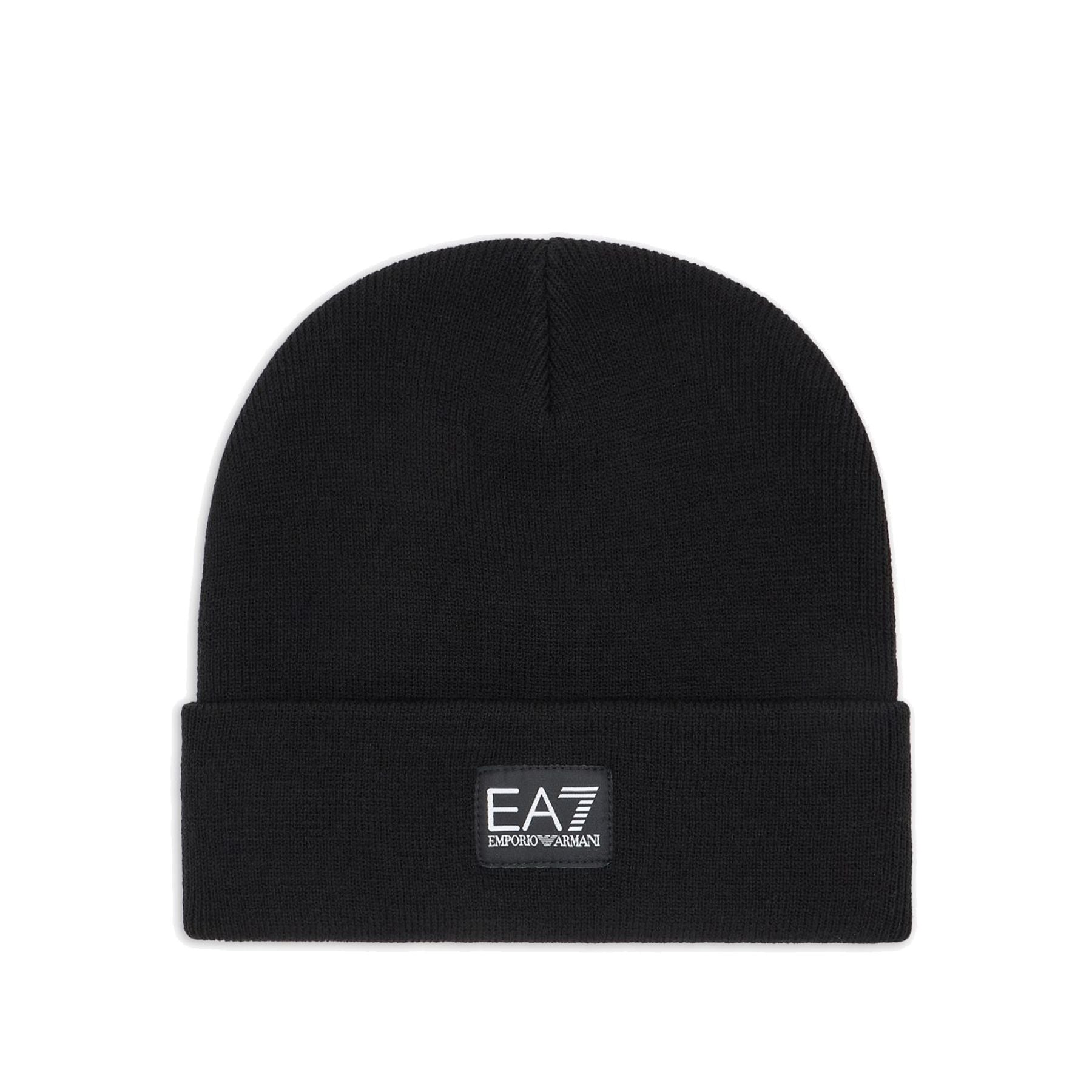 Ea7 Armani Black Knit Cuffed Hat
