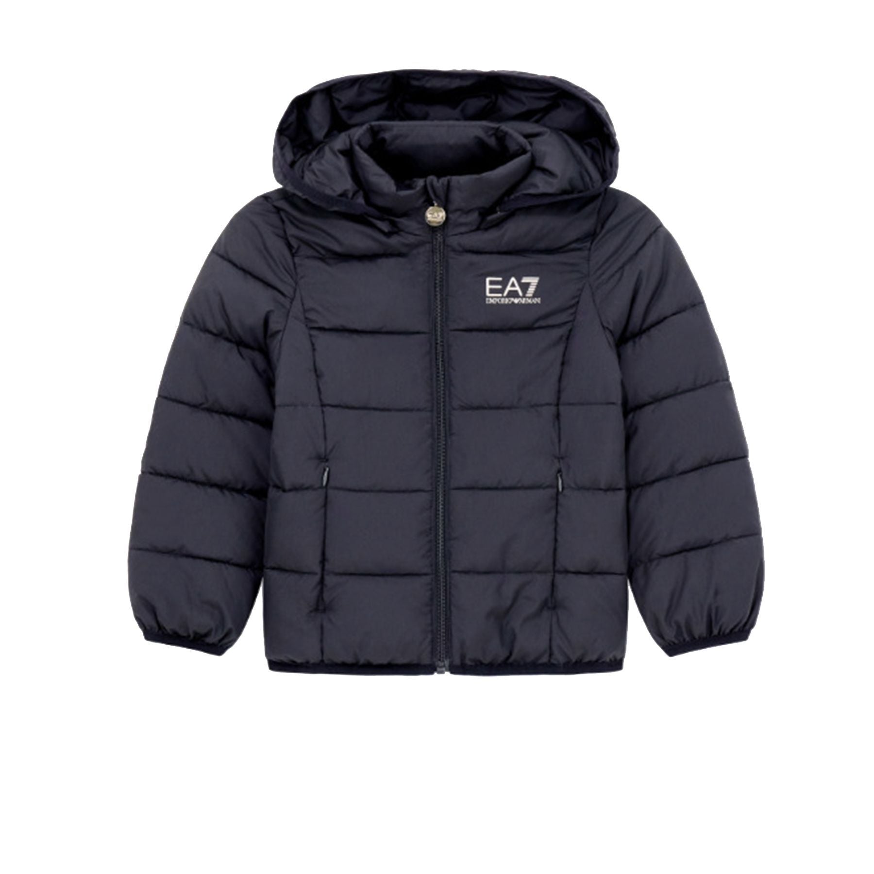 Ea7 Armani Black Quilted Jacket with Hood