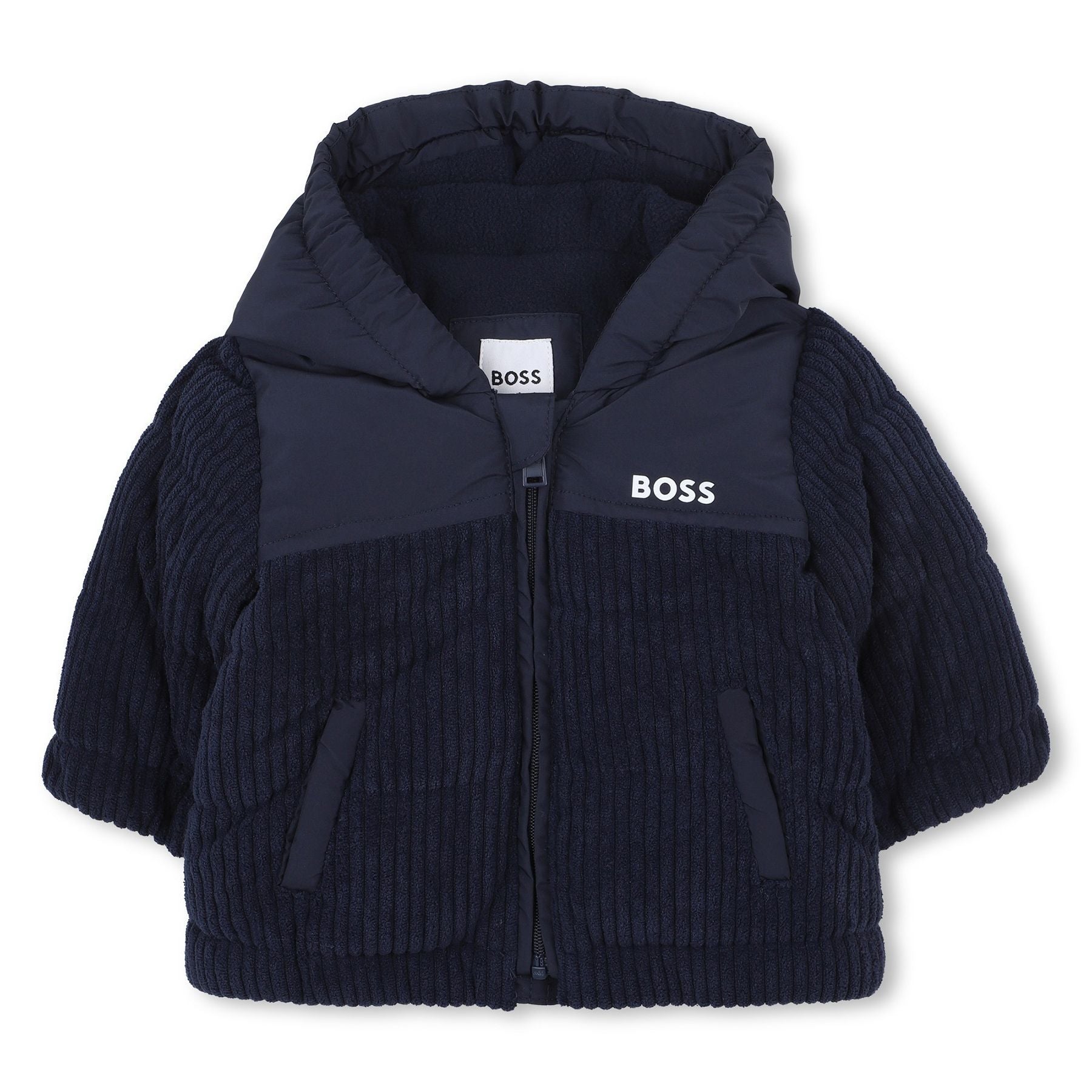 Hugo Boss Blue Down Jacket with Boss Logo on the Chest