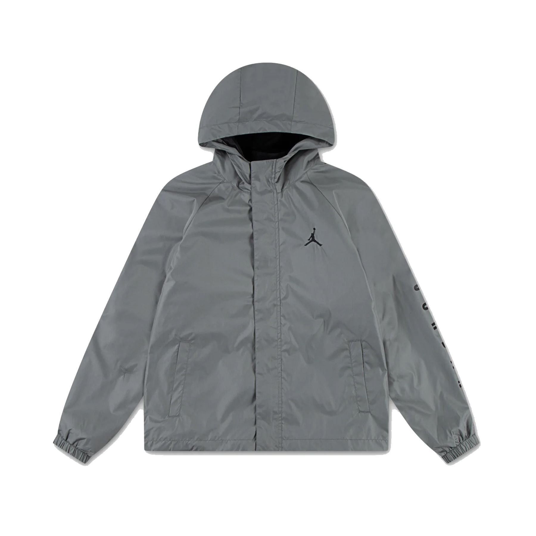 Jordan Silver Grey Nylon Jacket with Embroidery and Hood