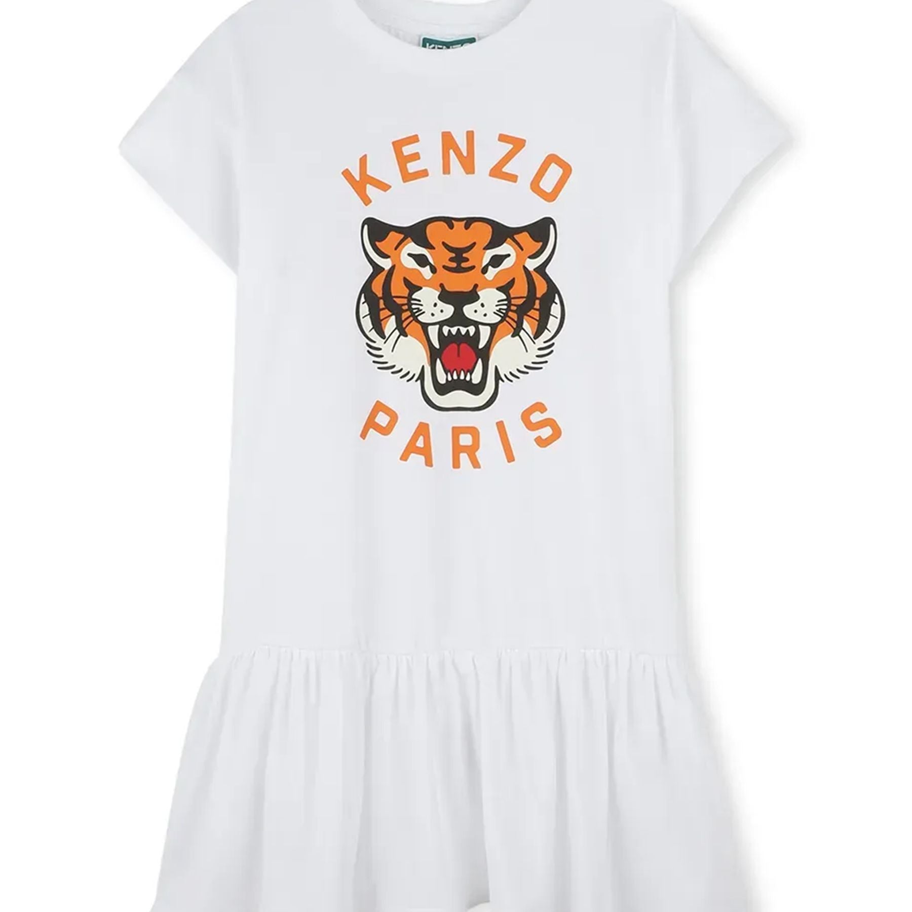 Kenzo White Dress 100% Organic Cotton Tiger Print