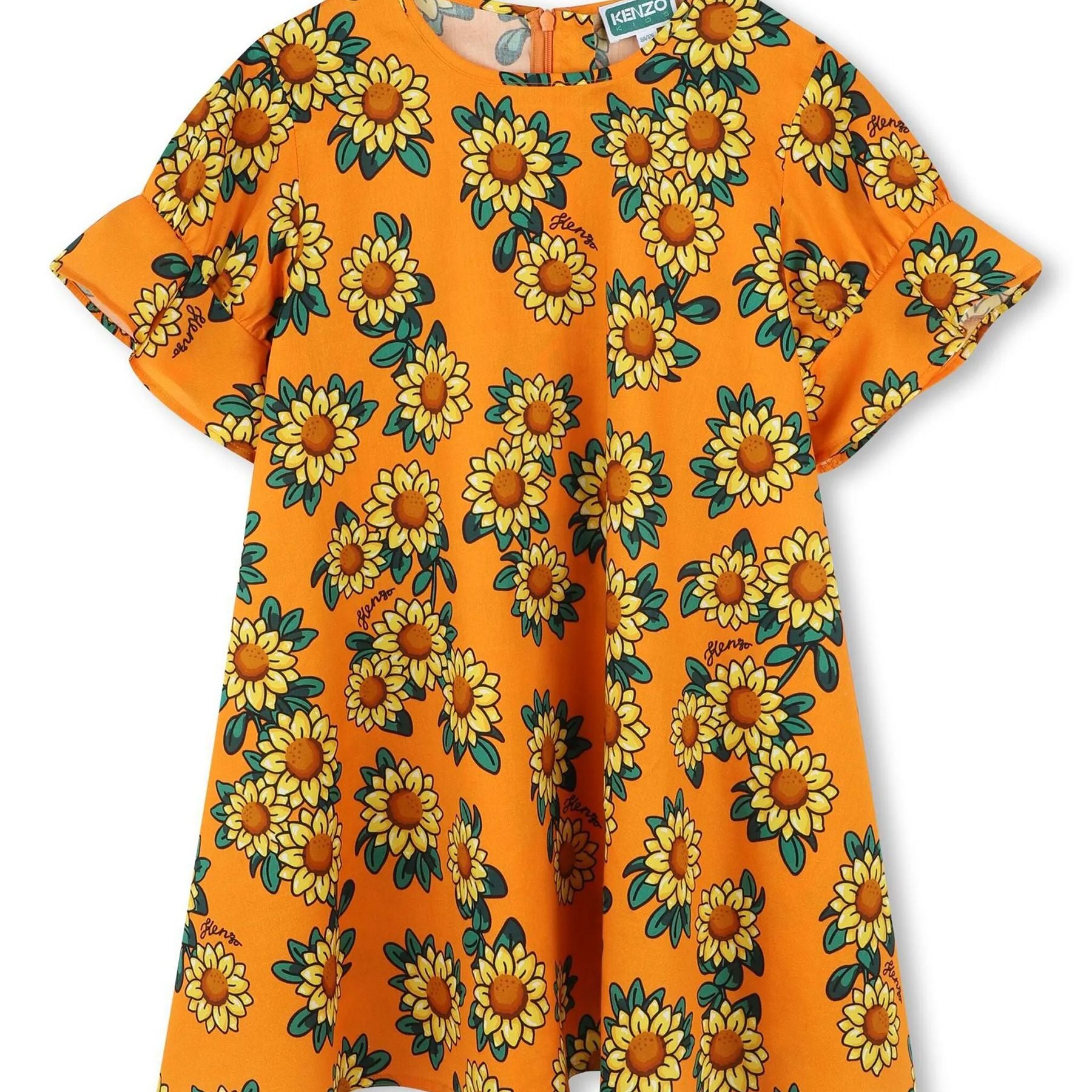 Kenzo Orange Floral Print Dress