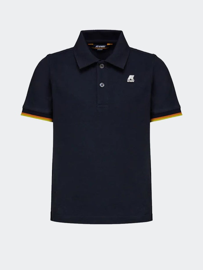 K-way Polo in Cotone Piquet con Bordi Multicolor