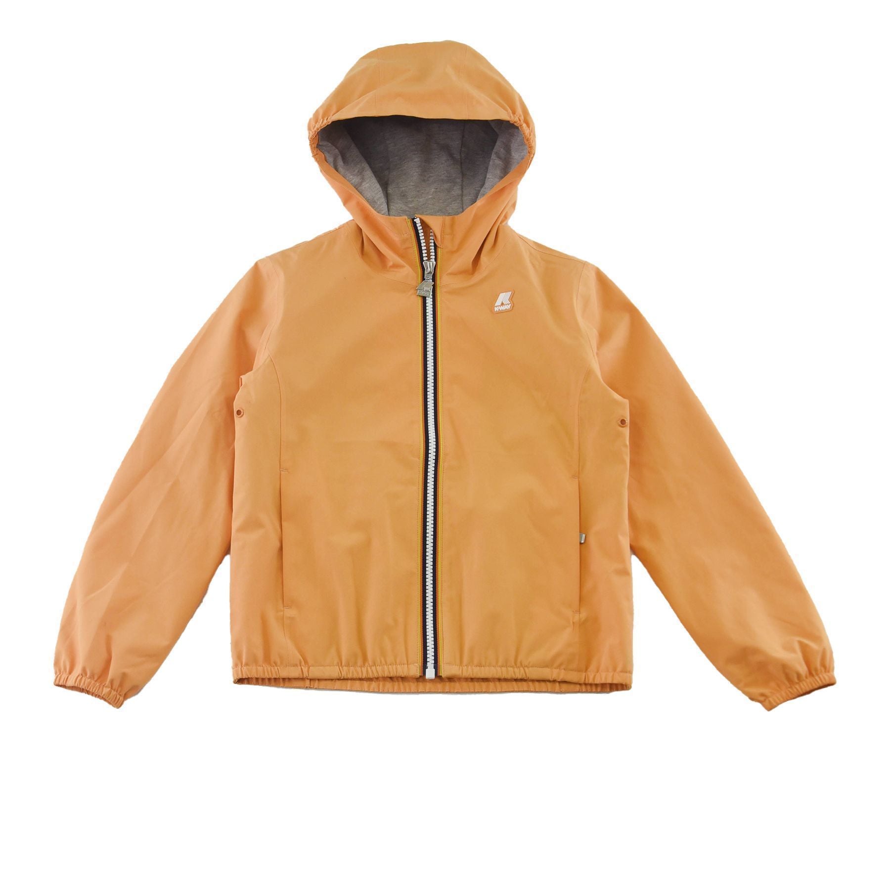 K-way Orange Lightweight Short Waterproof Jacket for Girls with Breathable Lining