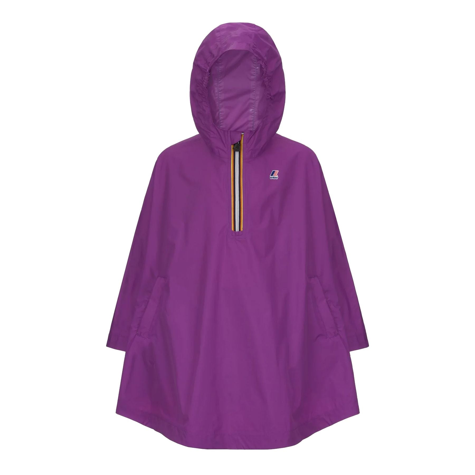 K-way Lightweight Jacket Poncho Waterproof Packable Unisex for Children Purple with Windproof