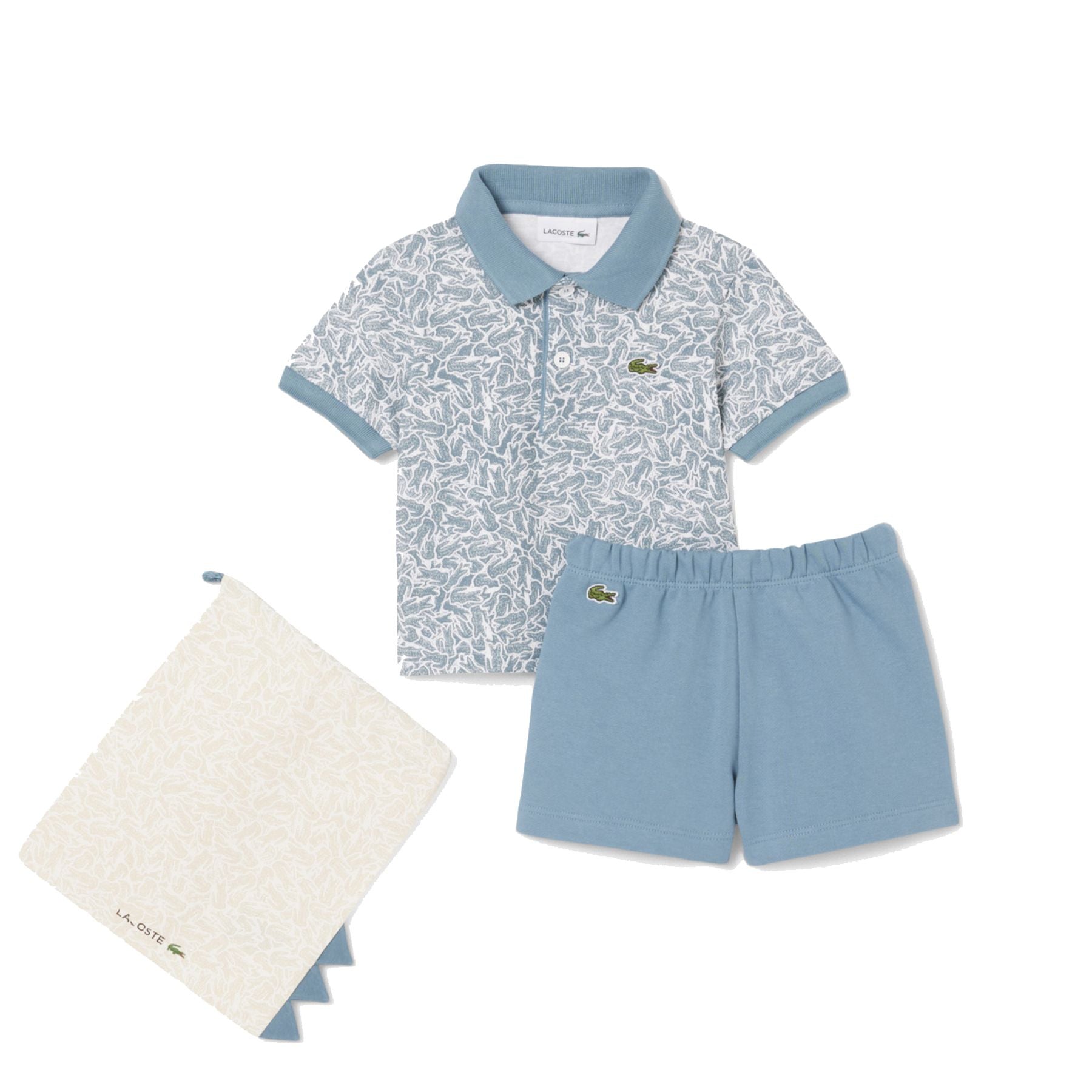 Lacoste Complete Sports Set with Patterned Polo Shirt and Shorts