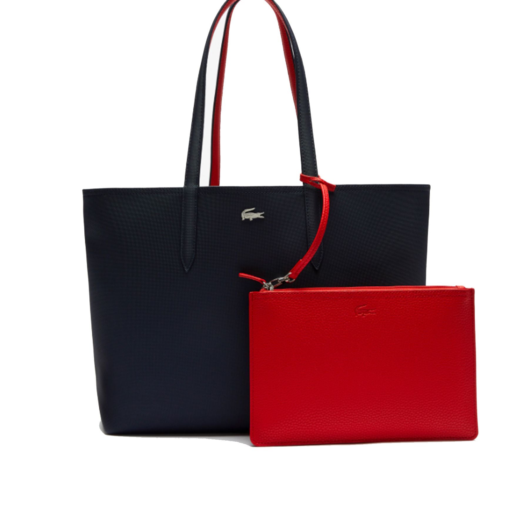 Lacoste Crocodile Bag in Polished Nickel Metal