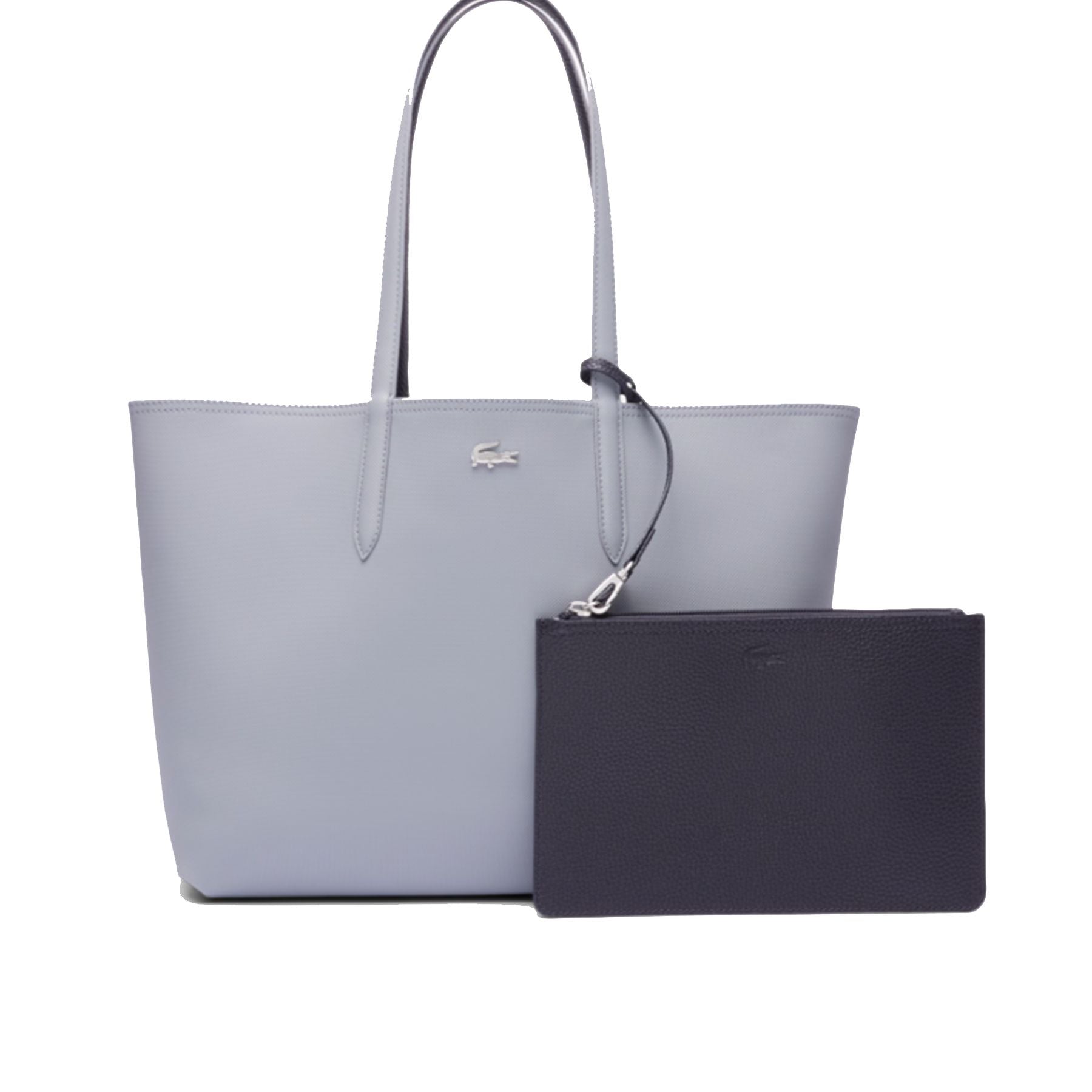 Lacoste Crocodile Bag in Polished Nickel Metal