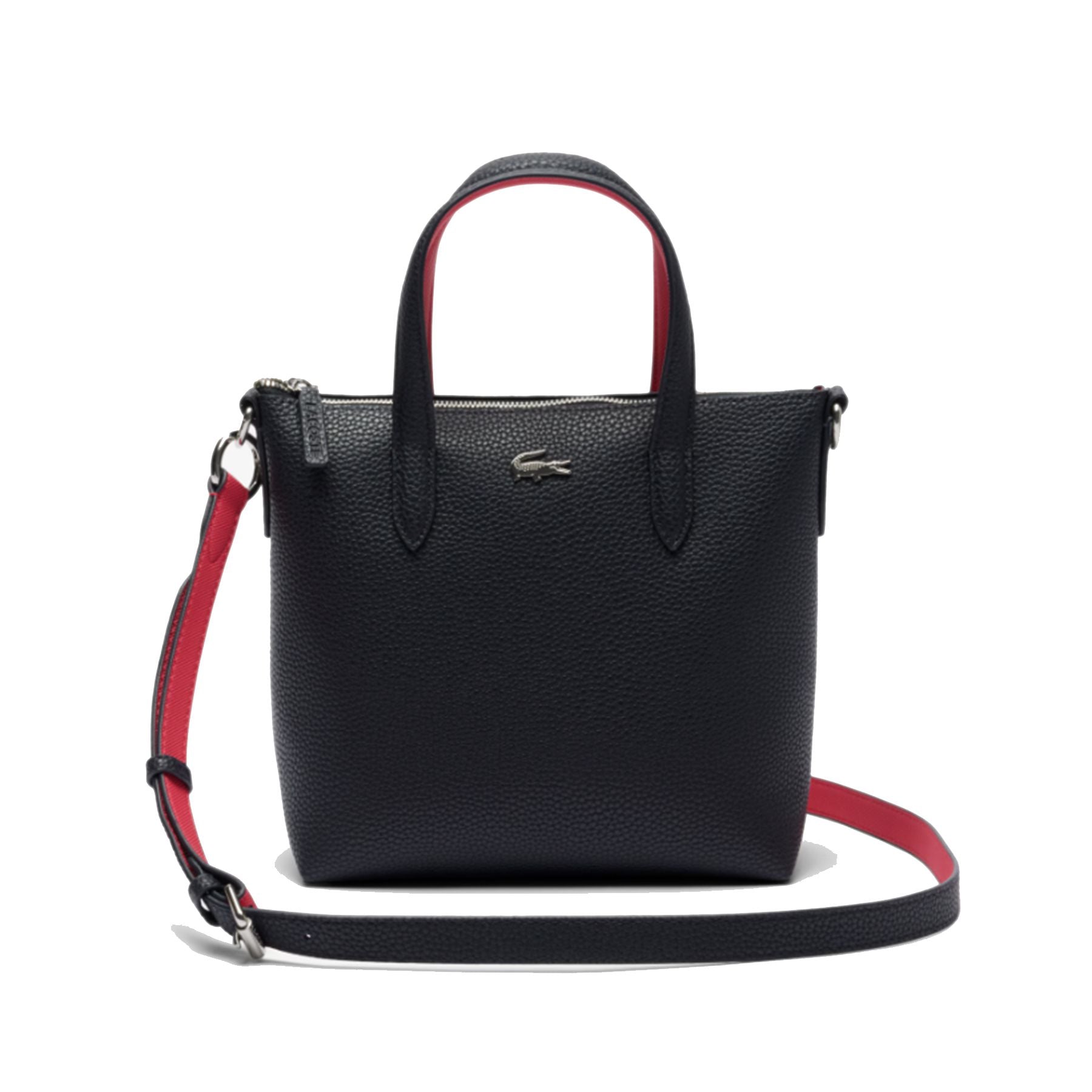 Lacoste Purple Leather Bag with Metallic Logo