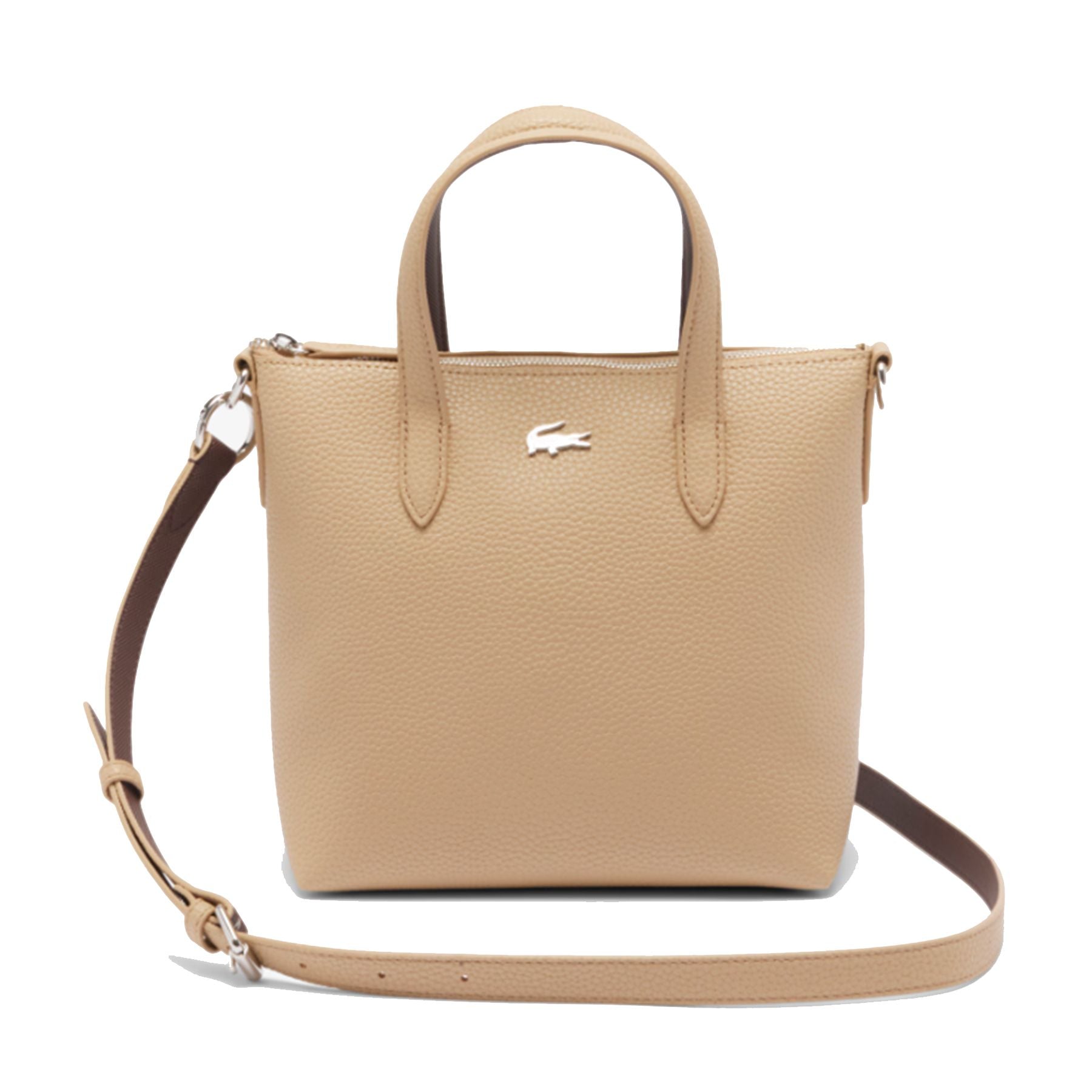 Lacoste Beige Leather Bag with Metallic Logo