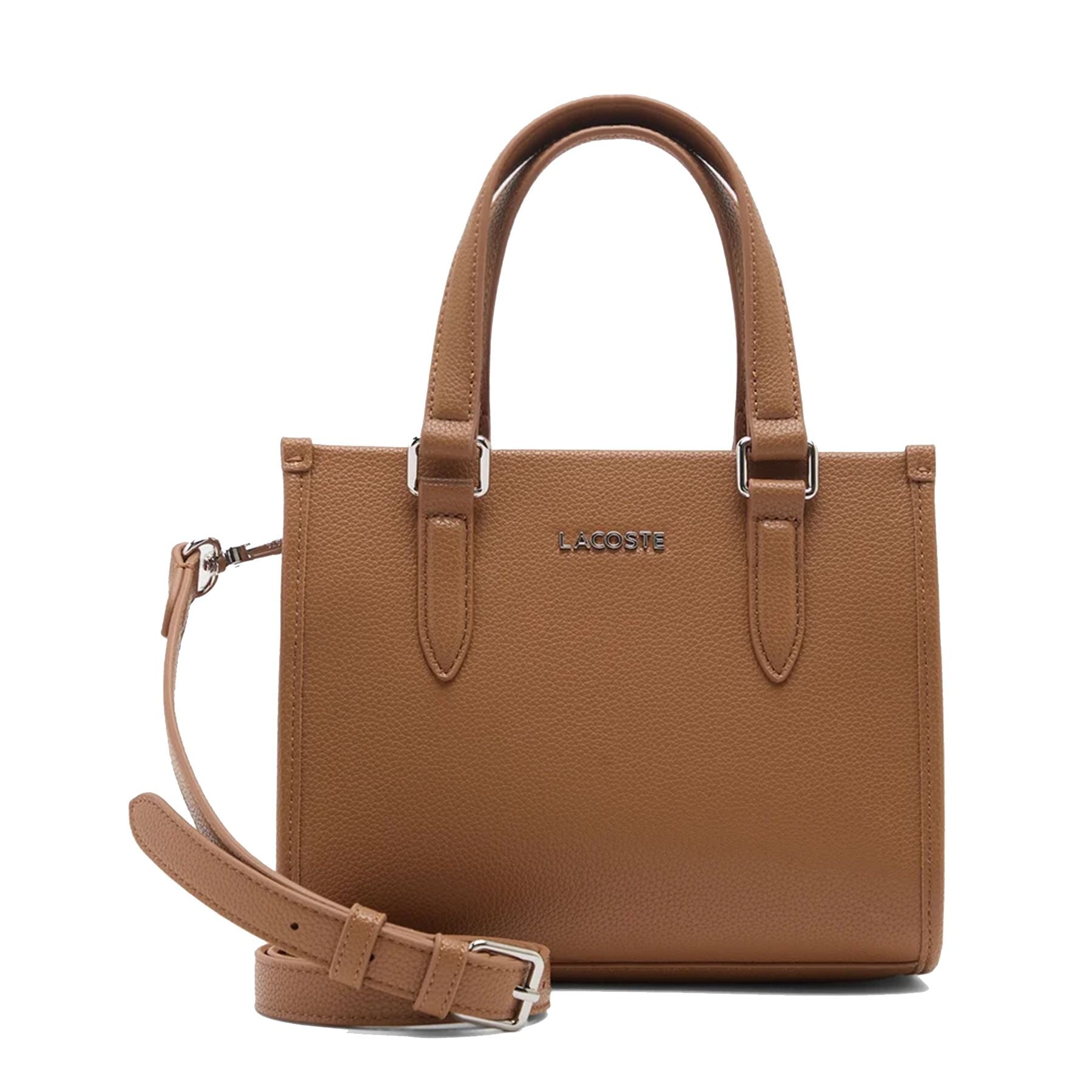 Lacoste Hazelnut Eco-Leather Bag with Metallic Logo