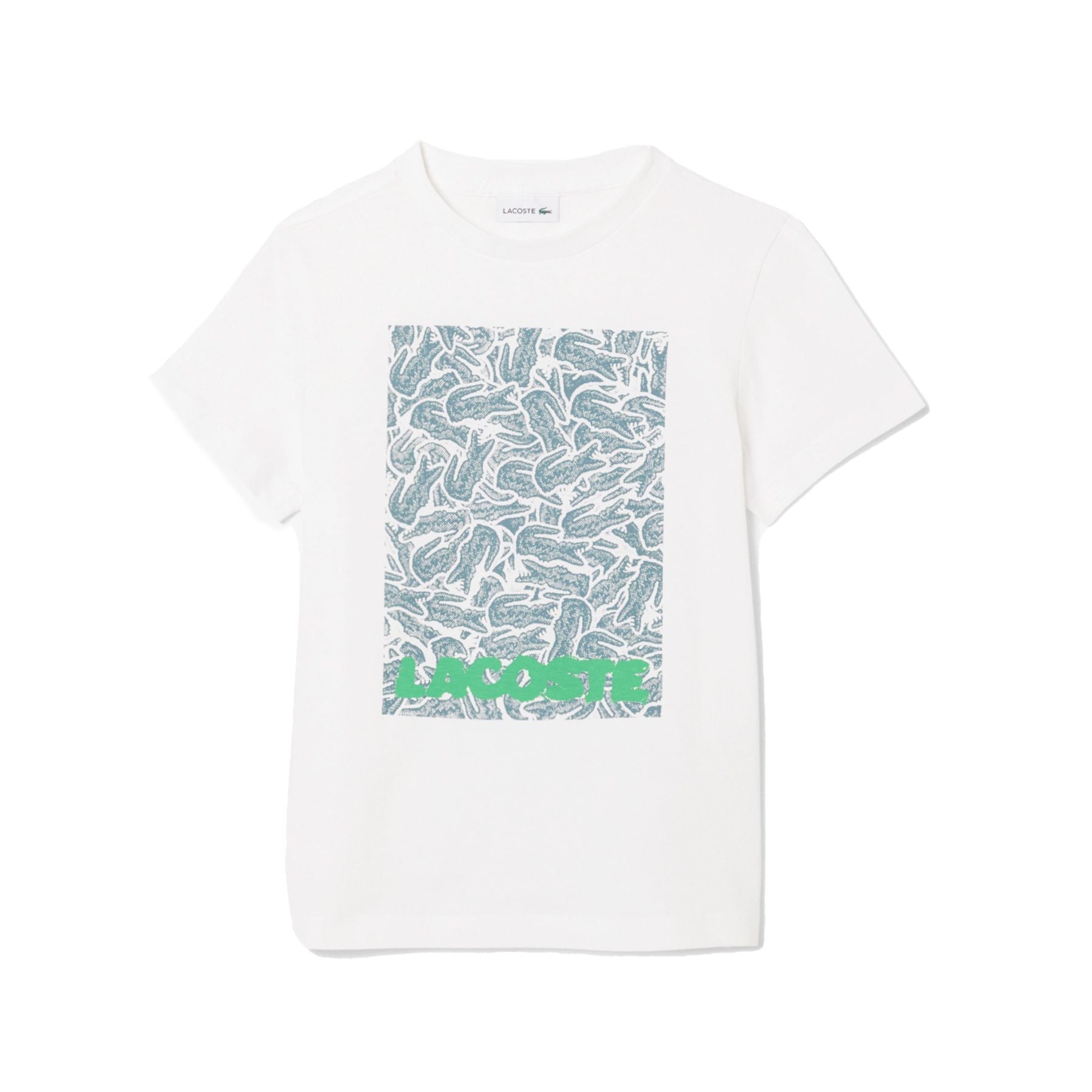 White Crew Neck T-Shirt with Front Print