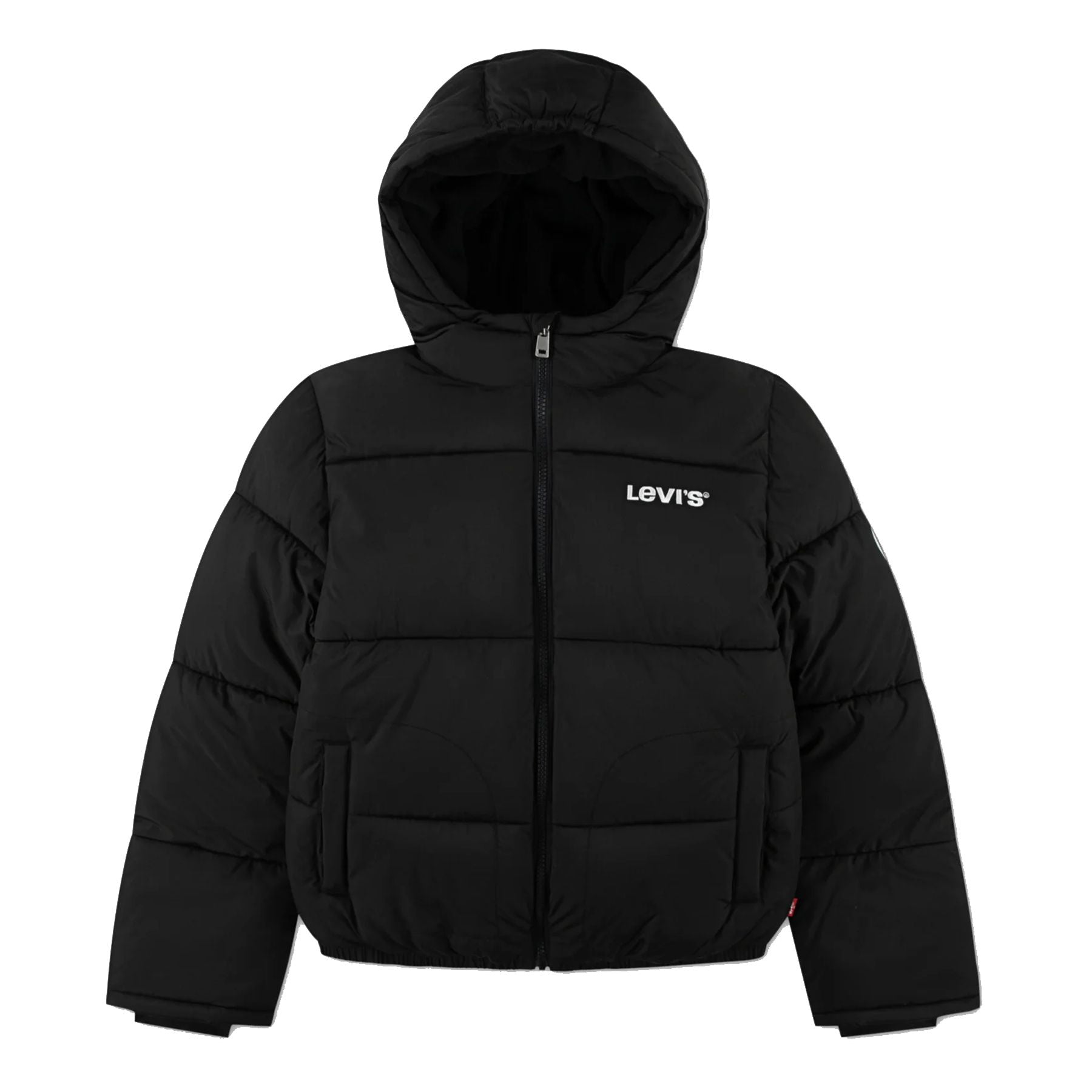 Levis Black Quilted Jacket with Hood and Logo