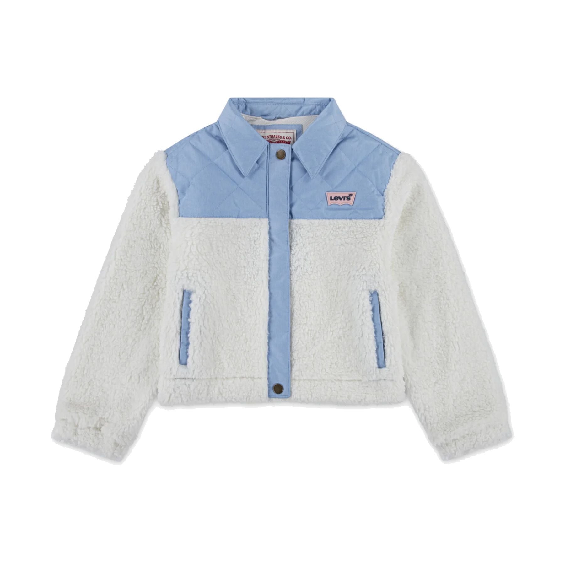 Levis Double Fabric Teddy Bear Jacket, White and Light Blue