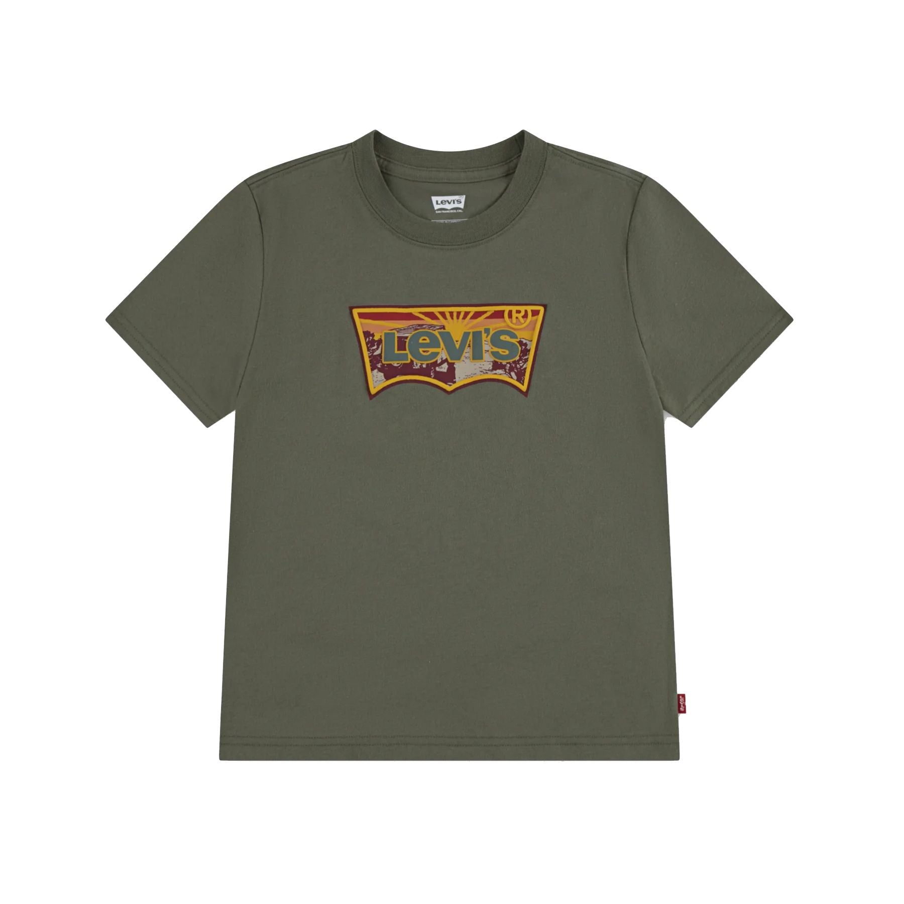 Levis Green Crew Neck T-Shirt with Desert Print