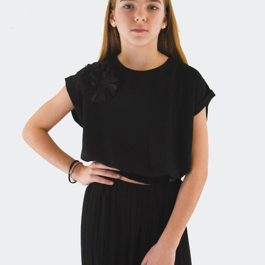 Liu jo Cropped Plain Top with Flower in