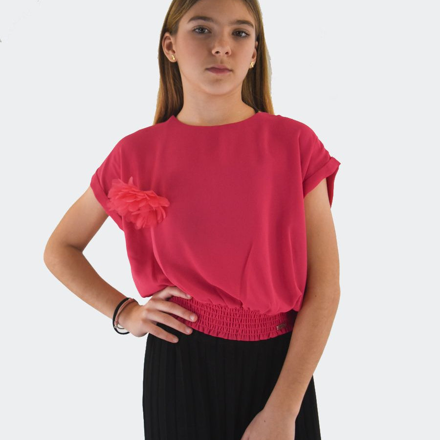 Liu jo Cropped Plain Top with Flower in