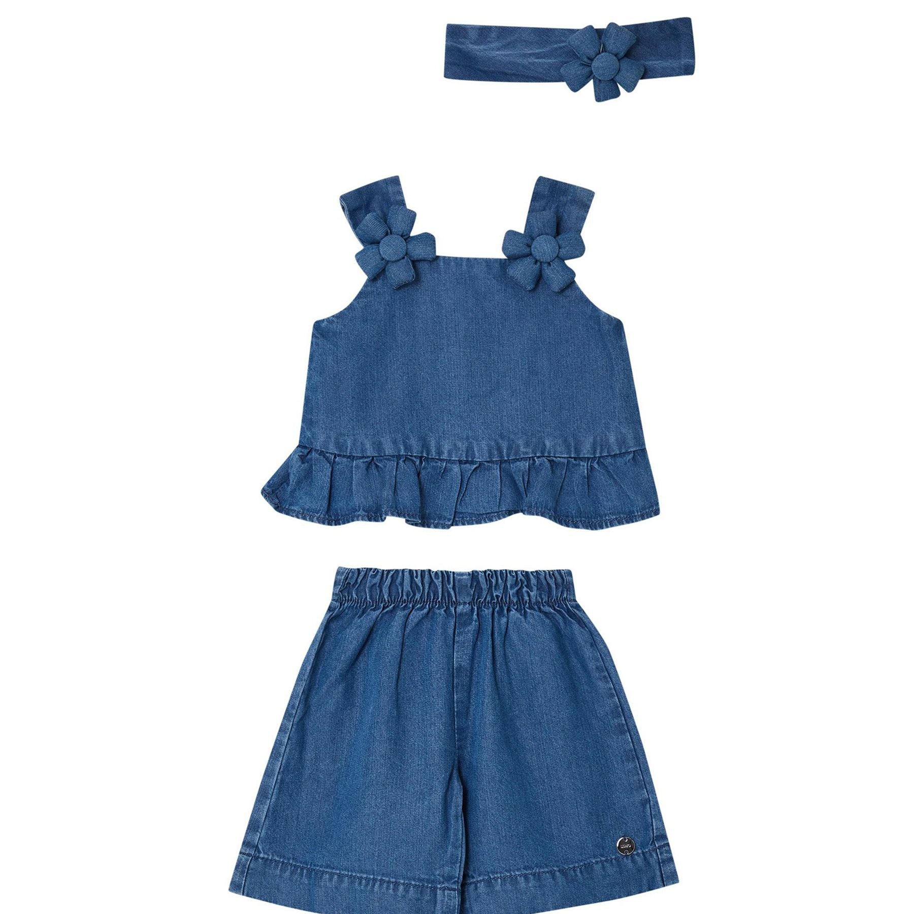 Liu Jo Sportswear Set with Bermuda Shorts and Lightweight Denim Bandeau