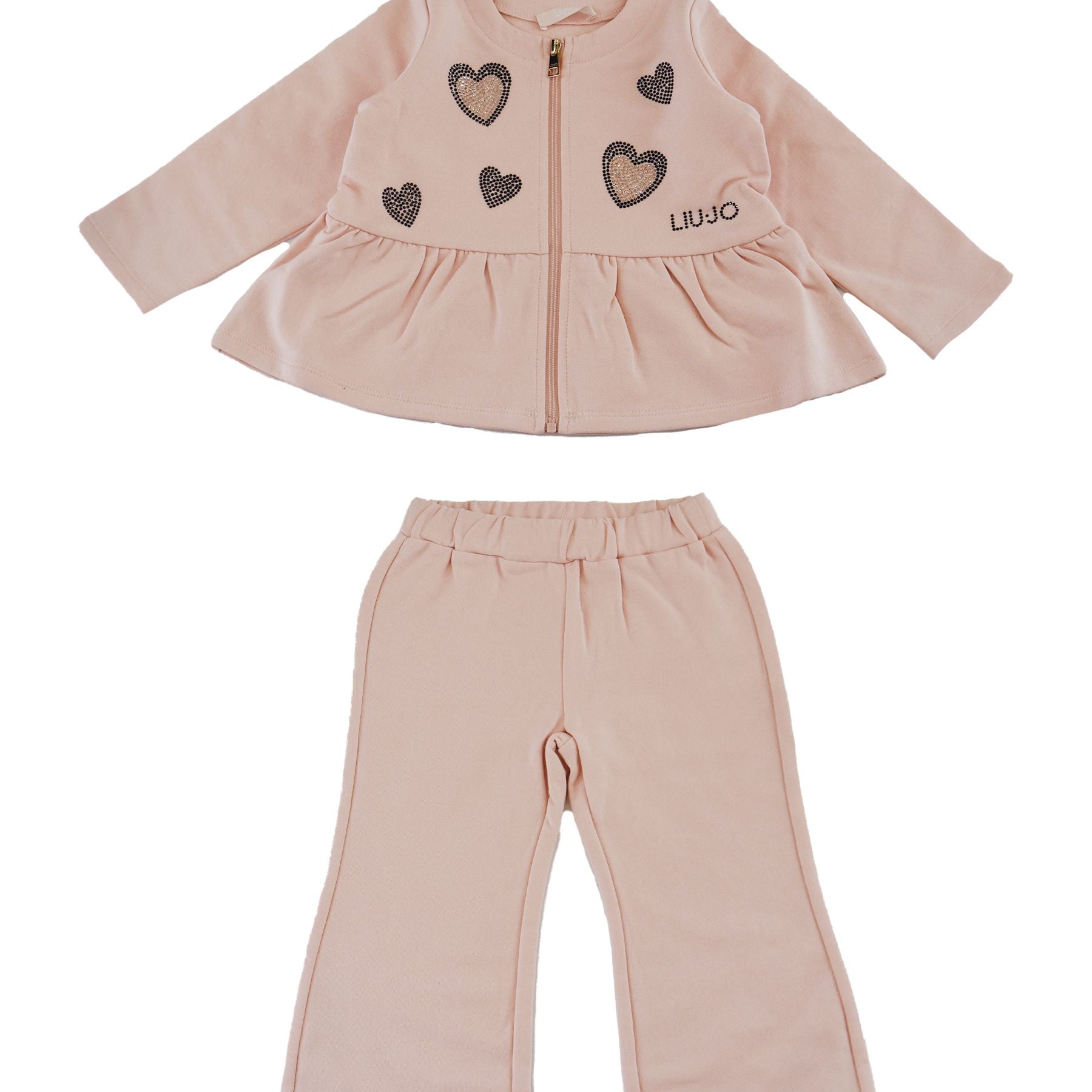 Liu Jo Sports Set with Open Sweatshirt and Pink Satin Trousers