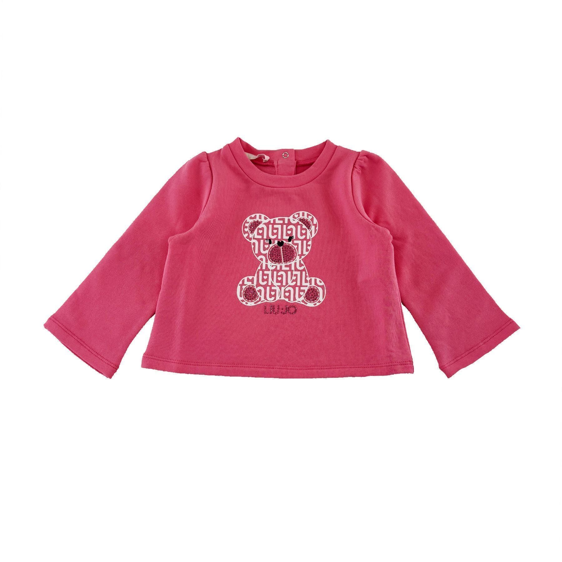 Liu Jo Pink Crewneck Sweatshirt with Teddy Bear Logo on the Front