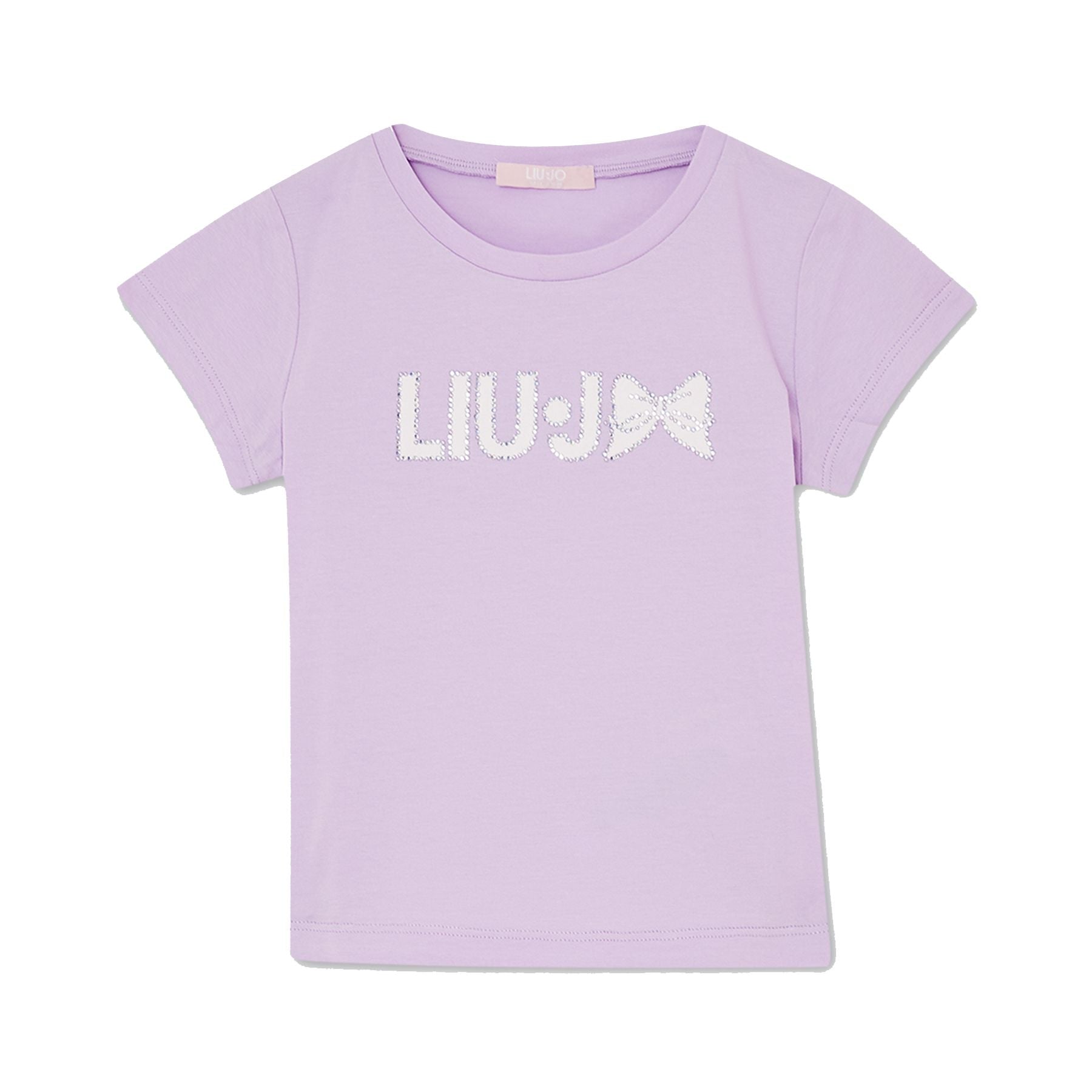 Liu Jo Pink Wisteria Crew Neck T-shirt with Logo Print