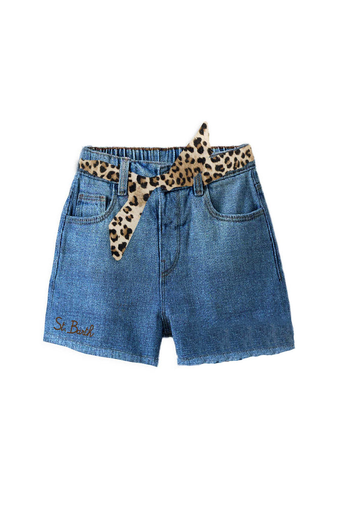 Mc2 saint barth Shorts in Denim e Tessuto con Ricamo Ragazza