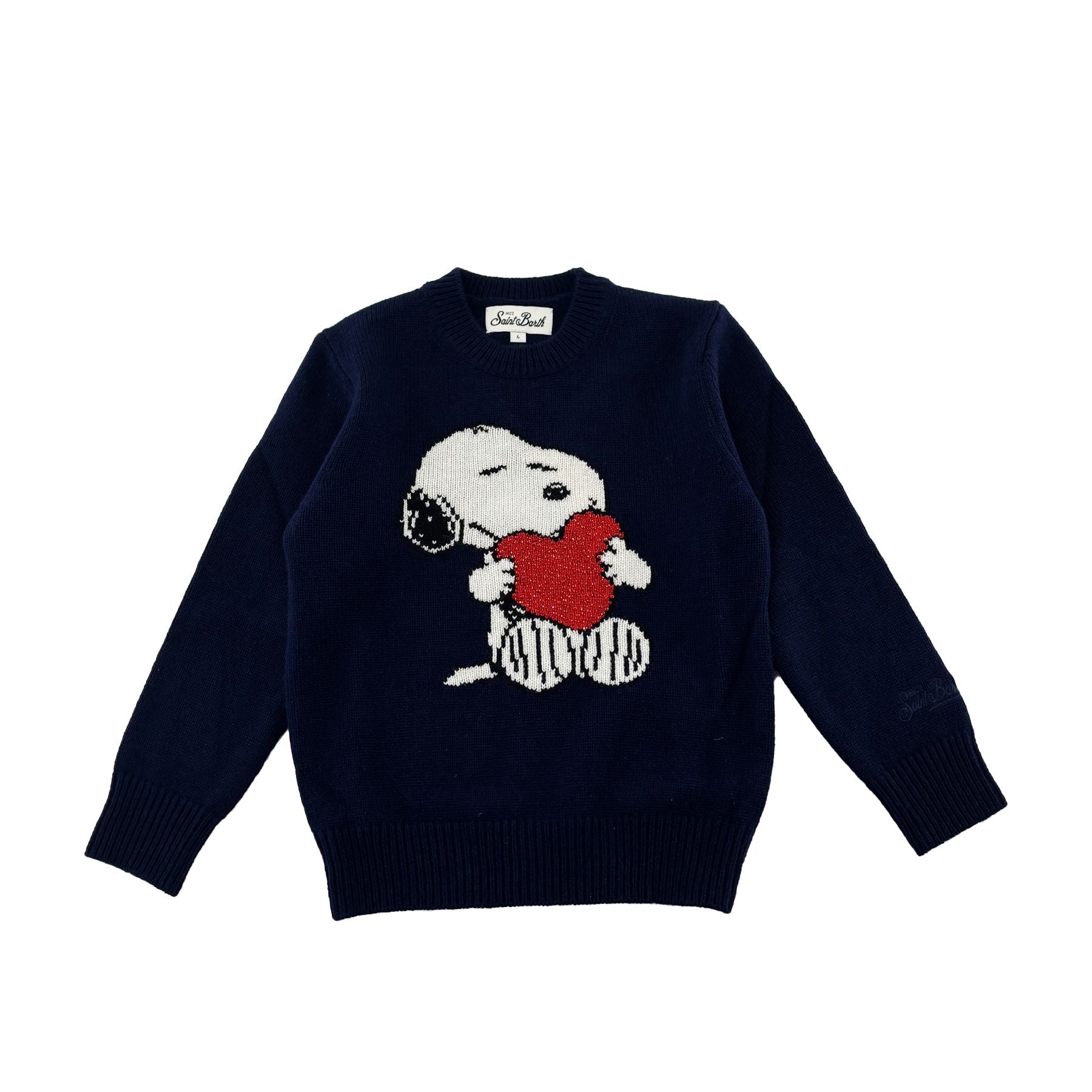 Mc2 Saint Barth Snoopy Loves Rhinestones Crew Neck Sweater