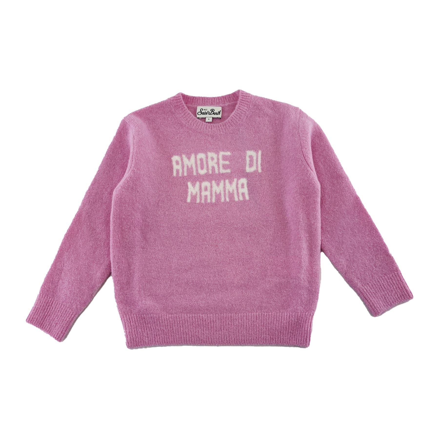 Mc2 Saint Barth Alpaca Crew Neck Sweater Printed Love Mom